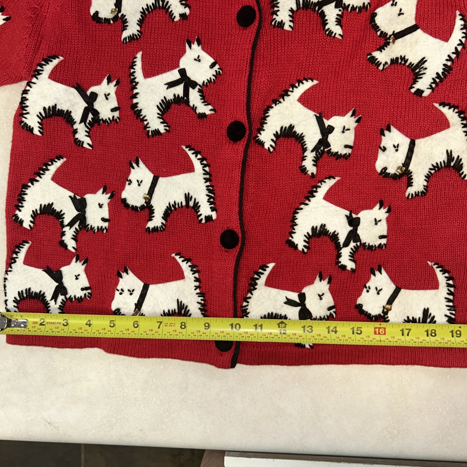 Vtg 1999 Susan Bristol Scotty Scottish Terrier Dog Festive Red Sweater Med SB164