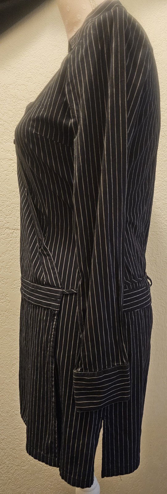 Y2K Vintage Aqua Blues Pinstripe Mini Dress Sz 5 Longsleeve Wrap dress