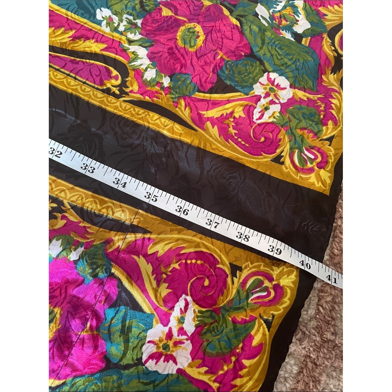 Vintage Exclusively Yours Vibrant Fuchsia & Black Maxi Dress Kaftan Baroque OS