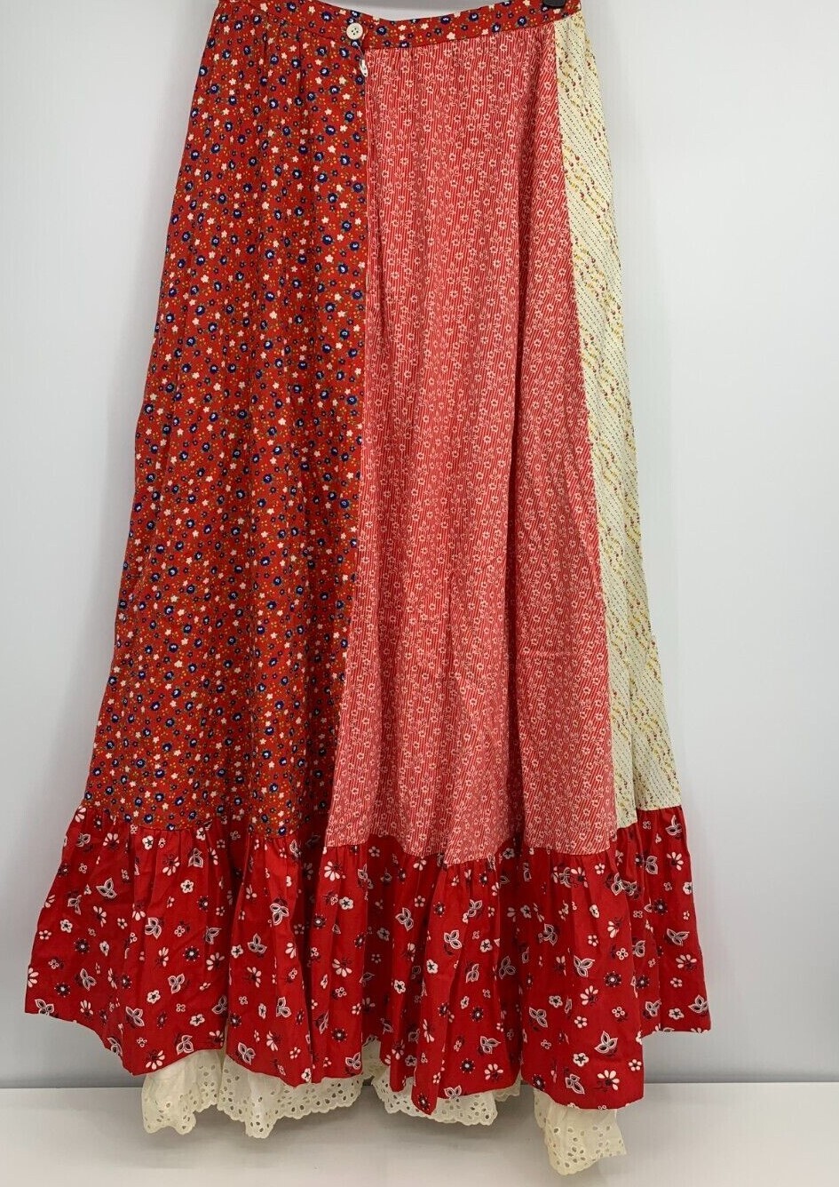 Vintage Maxi Skirt By Mountain Artisans Eyelet Trim 70s Boho Chic Festival Sz 6