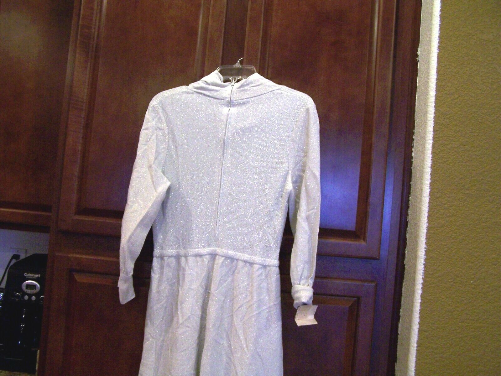 Miss Magnin silver metallic maxi dress, sz. S, 34″ chest, c. 1970s