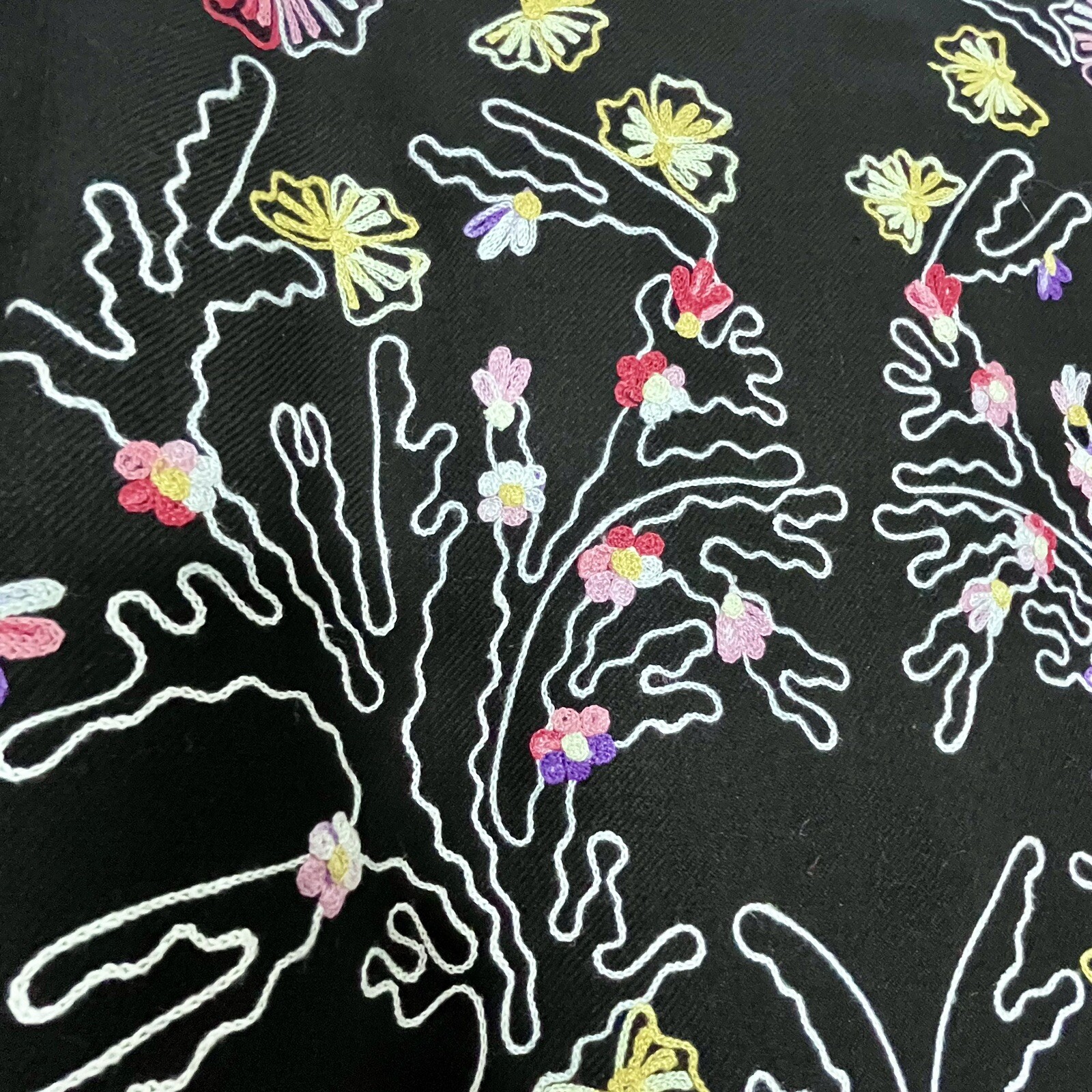 Vintage Womens Floral Embroidered Jacket Top Wool Blend Size L Art to Wear