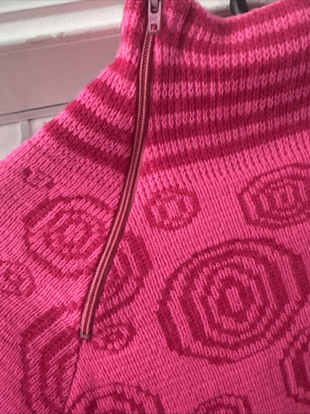 Vintage 70’s Lampl Orlon Acrylic Tunic Mini Hot Pink Sweater Dress S/M