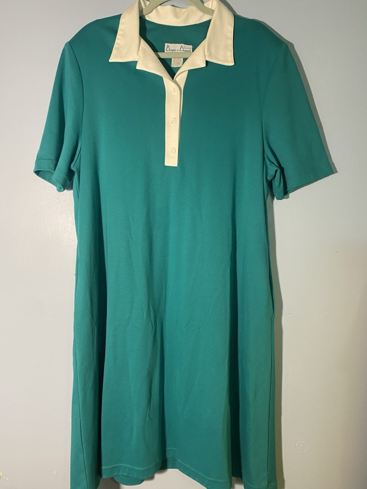 VTG Draper’s & Damon’s 18w Green Cotton Blend Polo Dress Knee Length