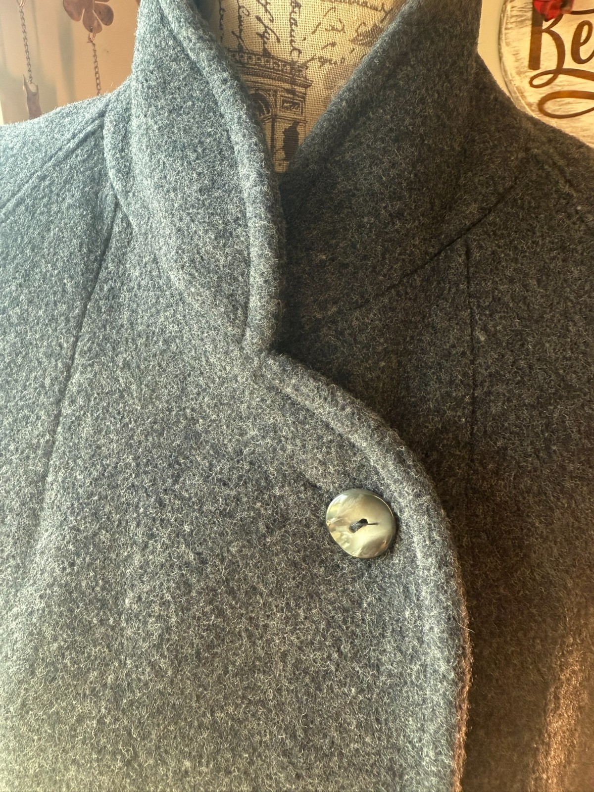 Vintage 80s 90s Gray Felted WOOL Coat FREDDI GAIL Long Double Breasted PREPPY M