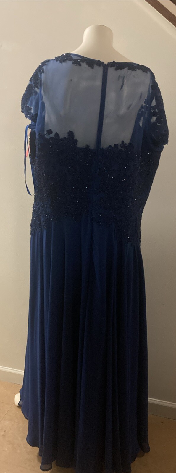 Vintage Marsoni By Colors Navy Mesh Top Bead Gown Size 20