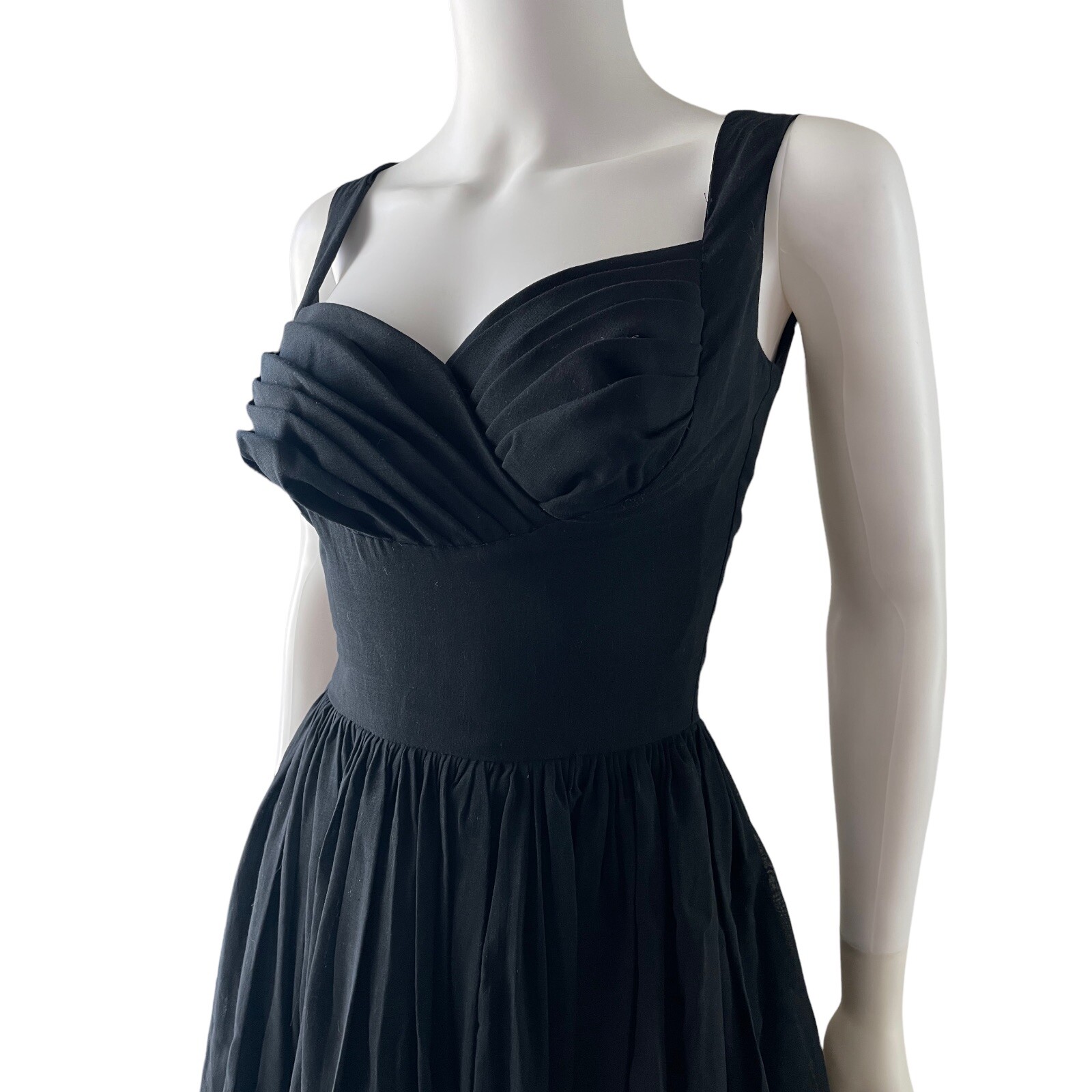 Vintage 50s Jay Herbert Little Black Dress Sz S/M, Rockabilly, Full Skirt