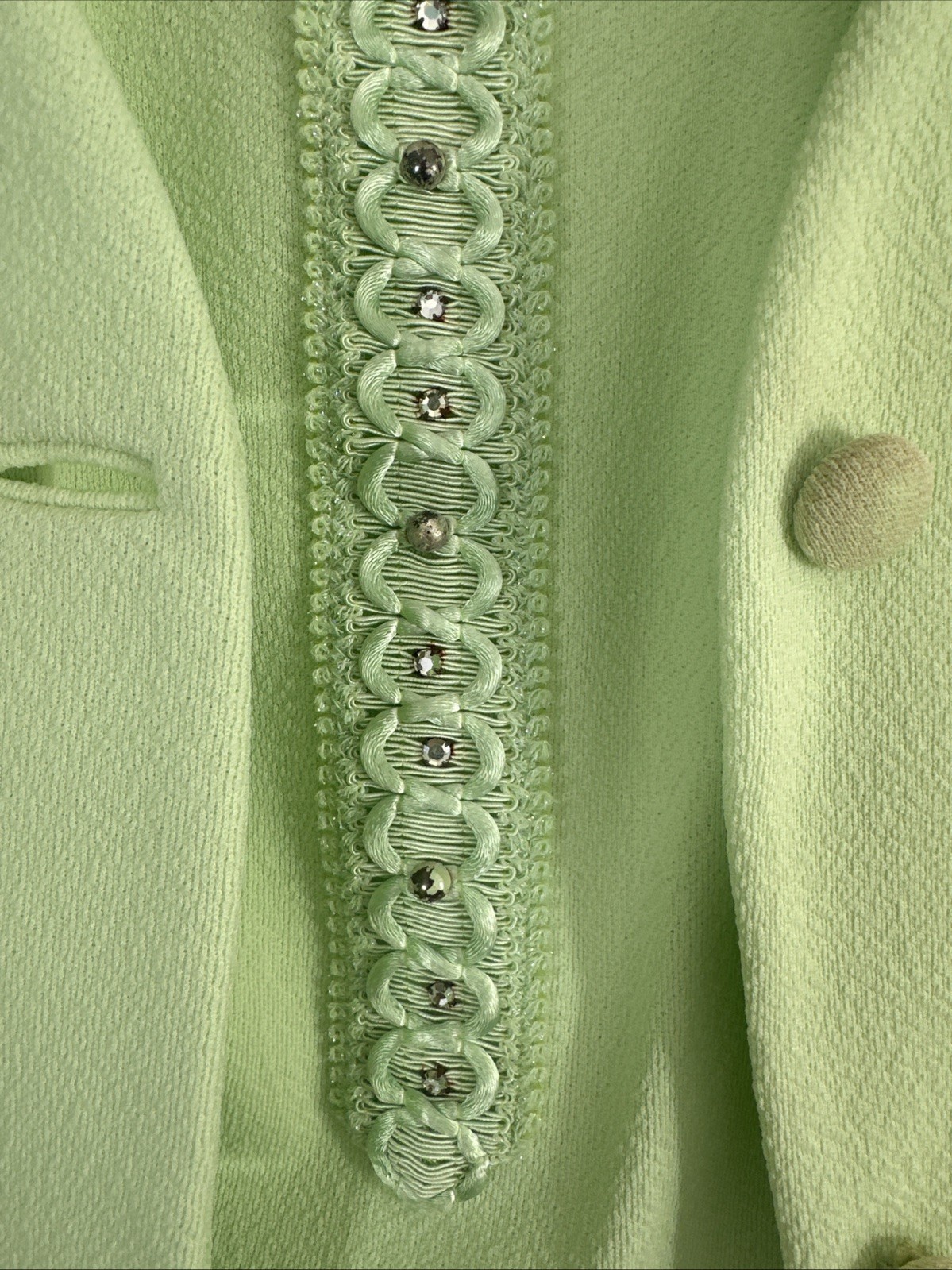VTG Mod 2 Pc Sheath Dress & Boxy Crop Jacket Set *L/XL Key Lime Green Jackie O