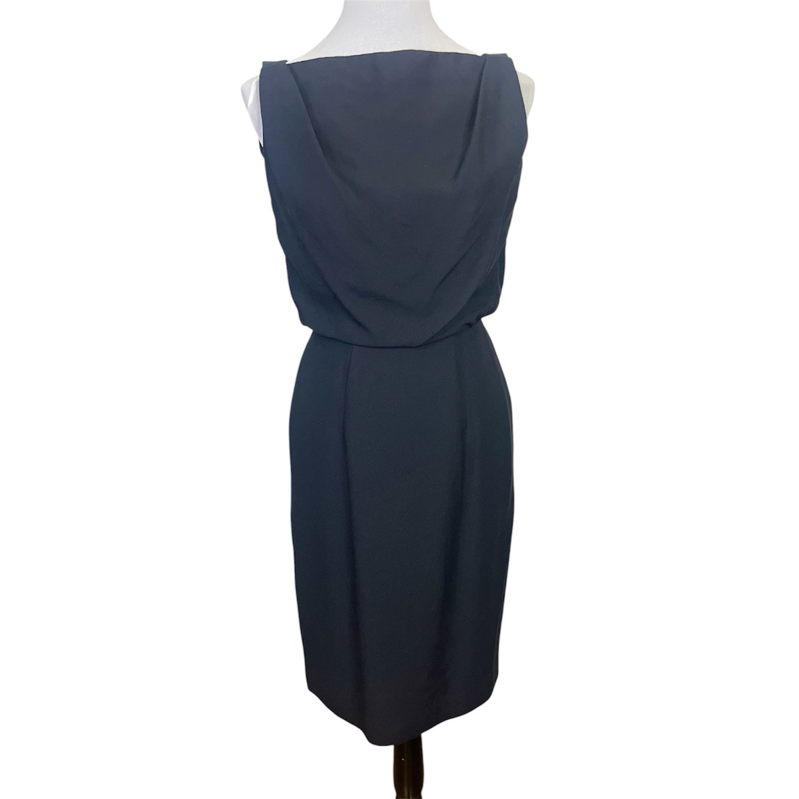 Vintage 1950s-60s Lilli Diamond Black Crepe Cocktail Dress Sz 4 Old Hollywood