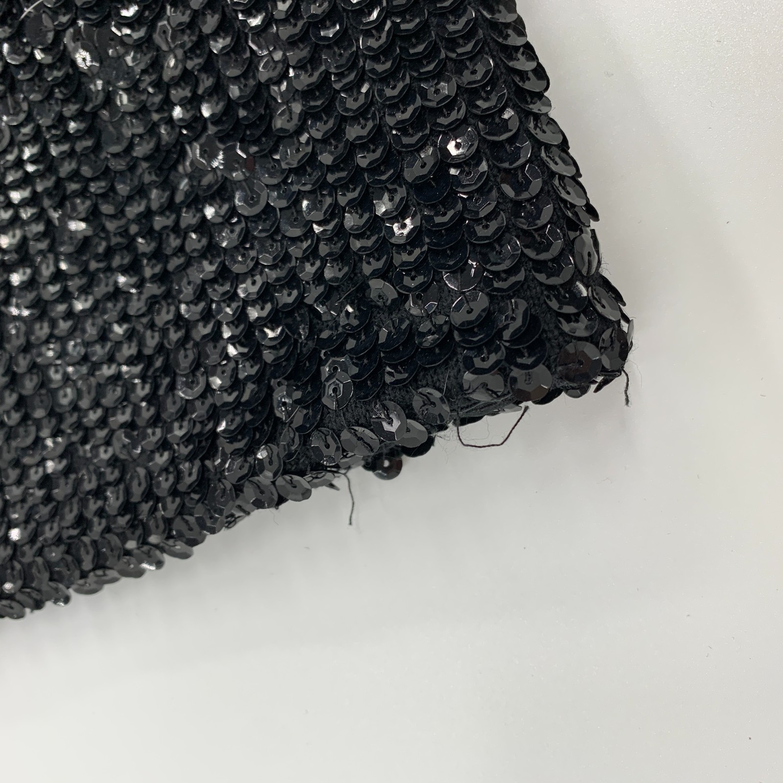 Vintage Valentina 60s Black Wool Sequin Sleeveless Shift Dress | Size L/XL