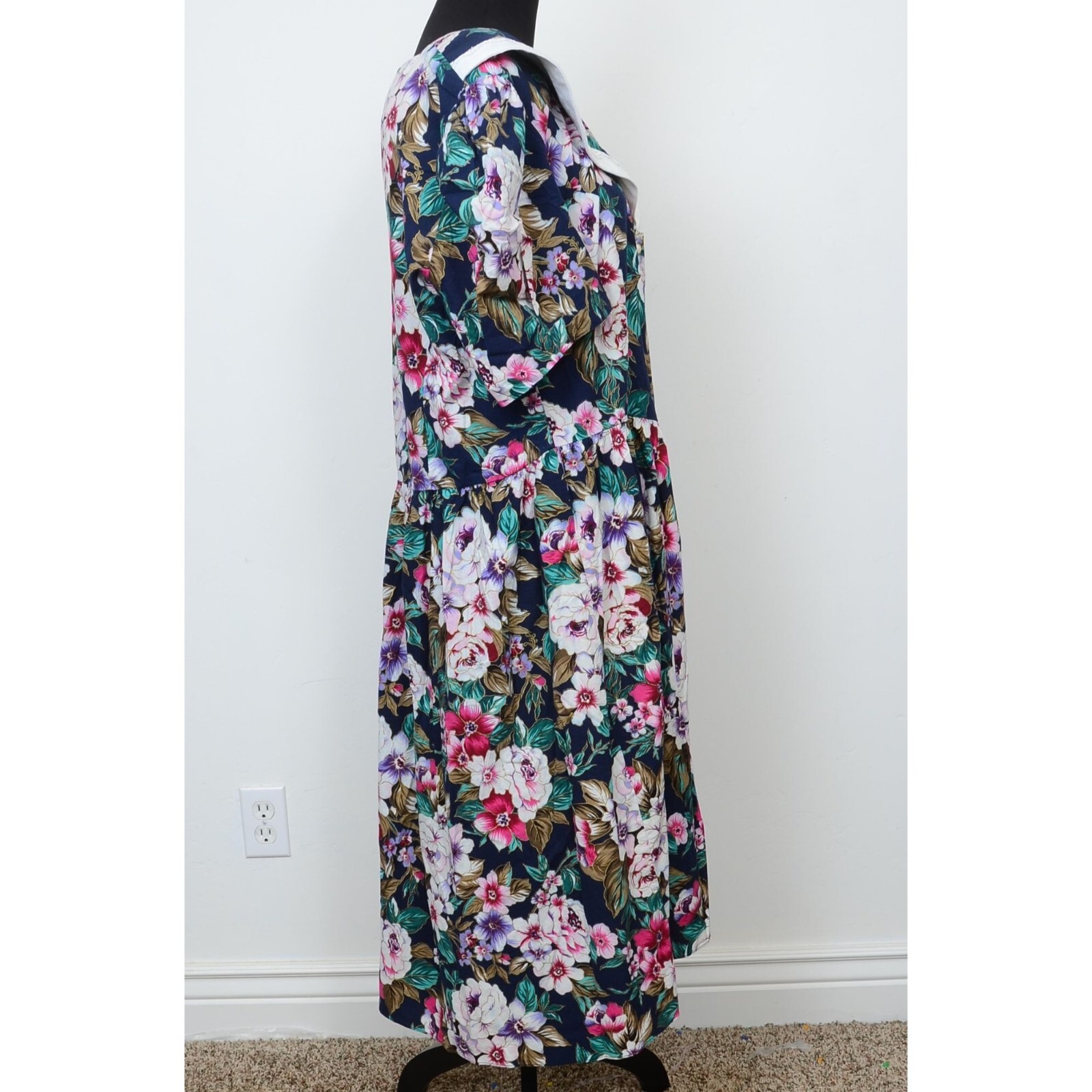 Vintage 80s Lisa II Women’s Plus Size 20P Petite Floral Lace Prairie Dress
