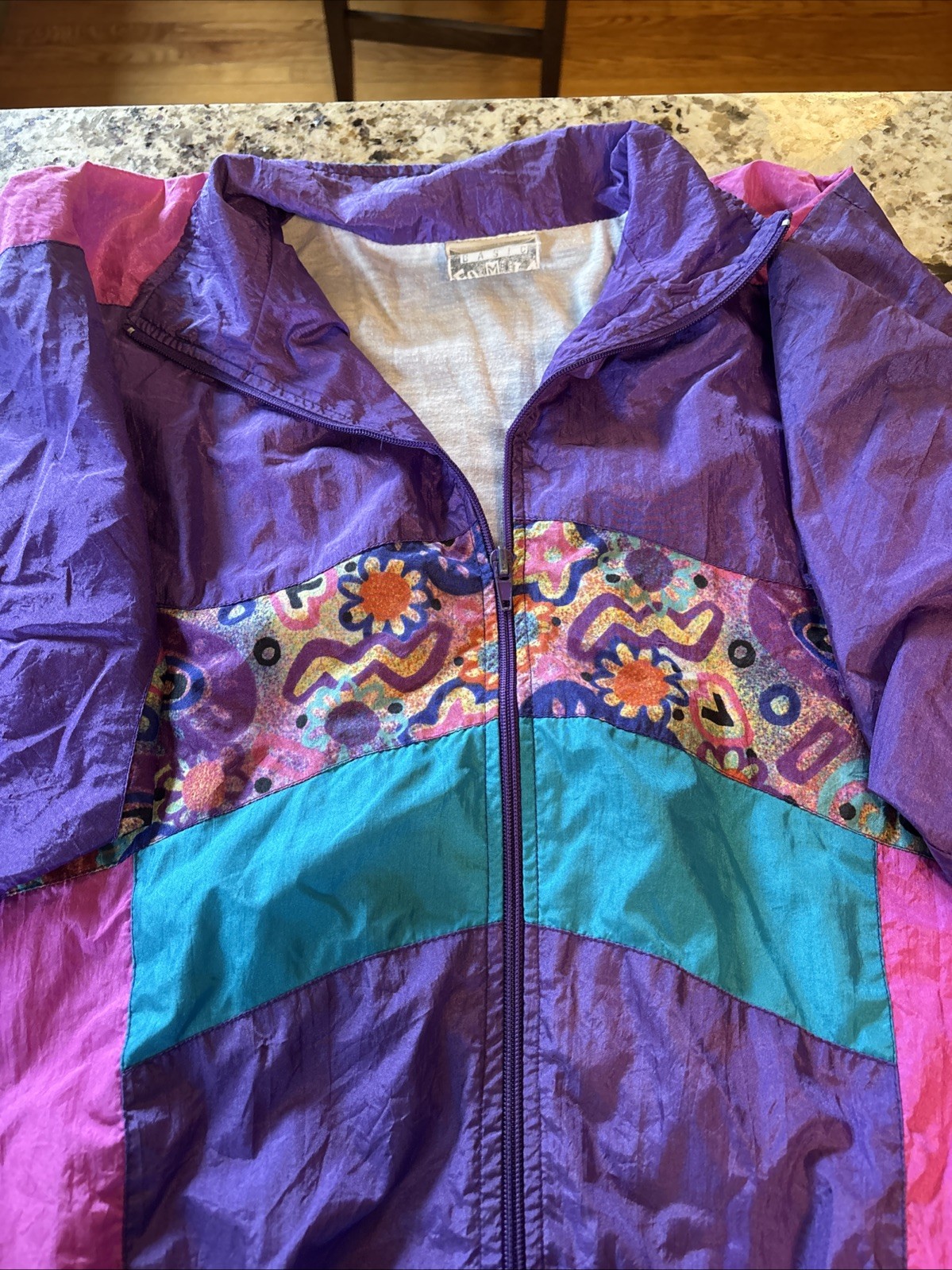 Small Vintage 90s Basic Formula Windbreaker Jacket Paisley Colorblock Retro