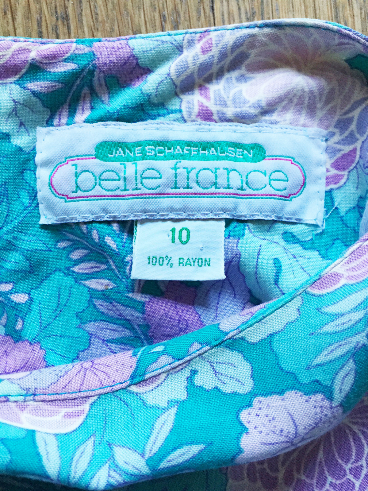 BELLE FRANCE Vintage Dress Floral Print Rayon Drop-Waist Size 10