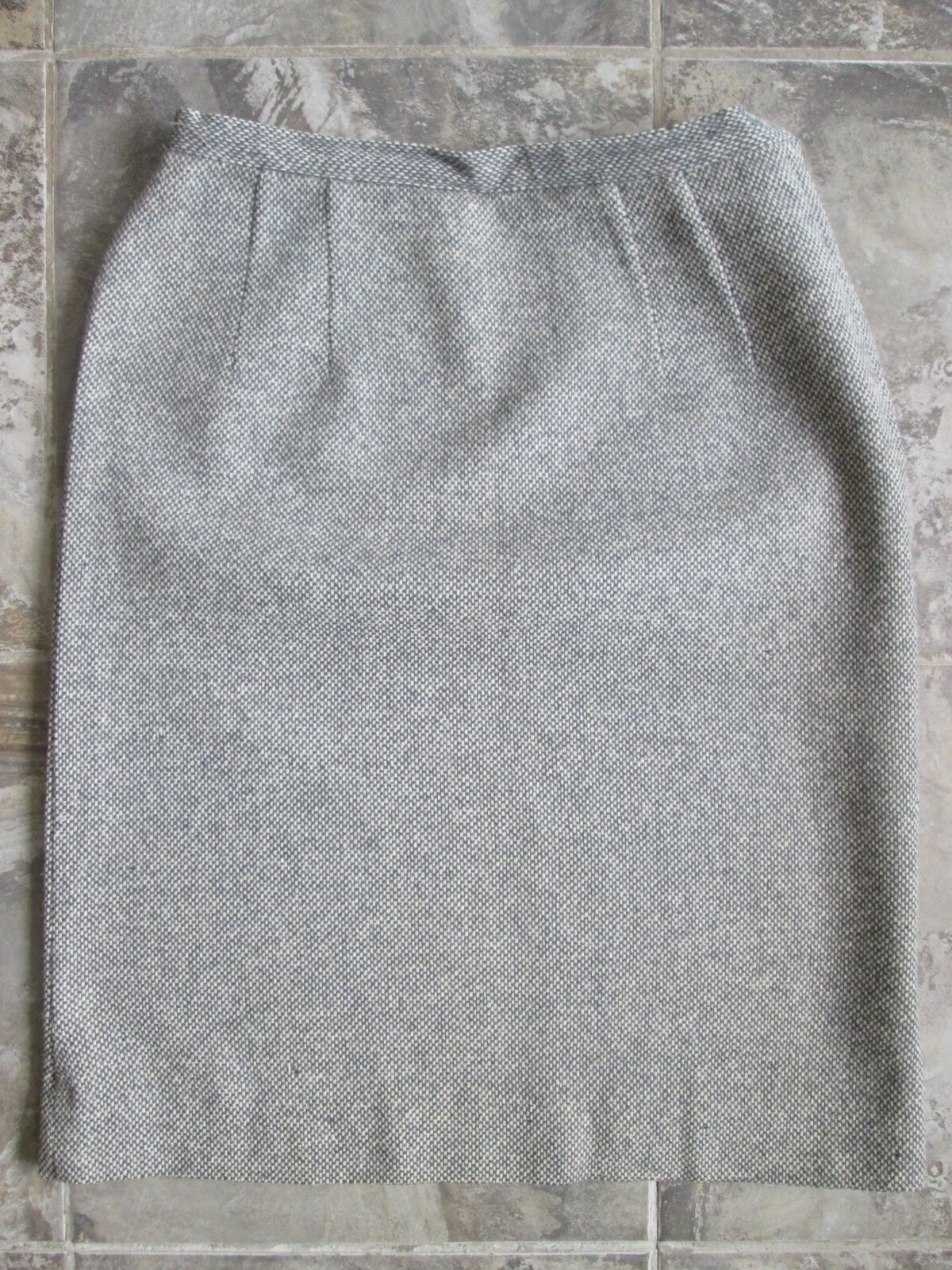VTG Original Suit Skirt Set Jacket Medium Wool Gray White Purple Checkered Lined