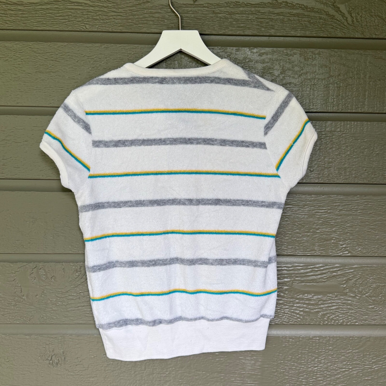 Vintage Women’s Knit Top Runner Up by Argo Medium Made in USA Terrycloth Stripes