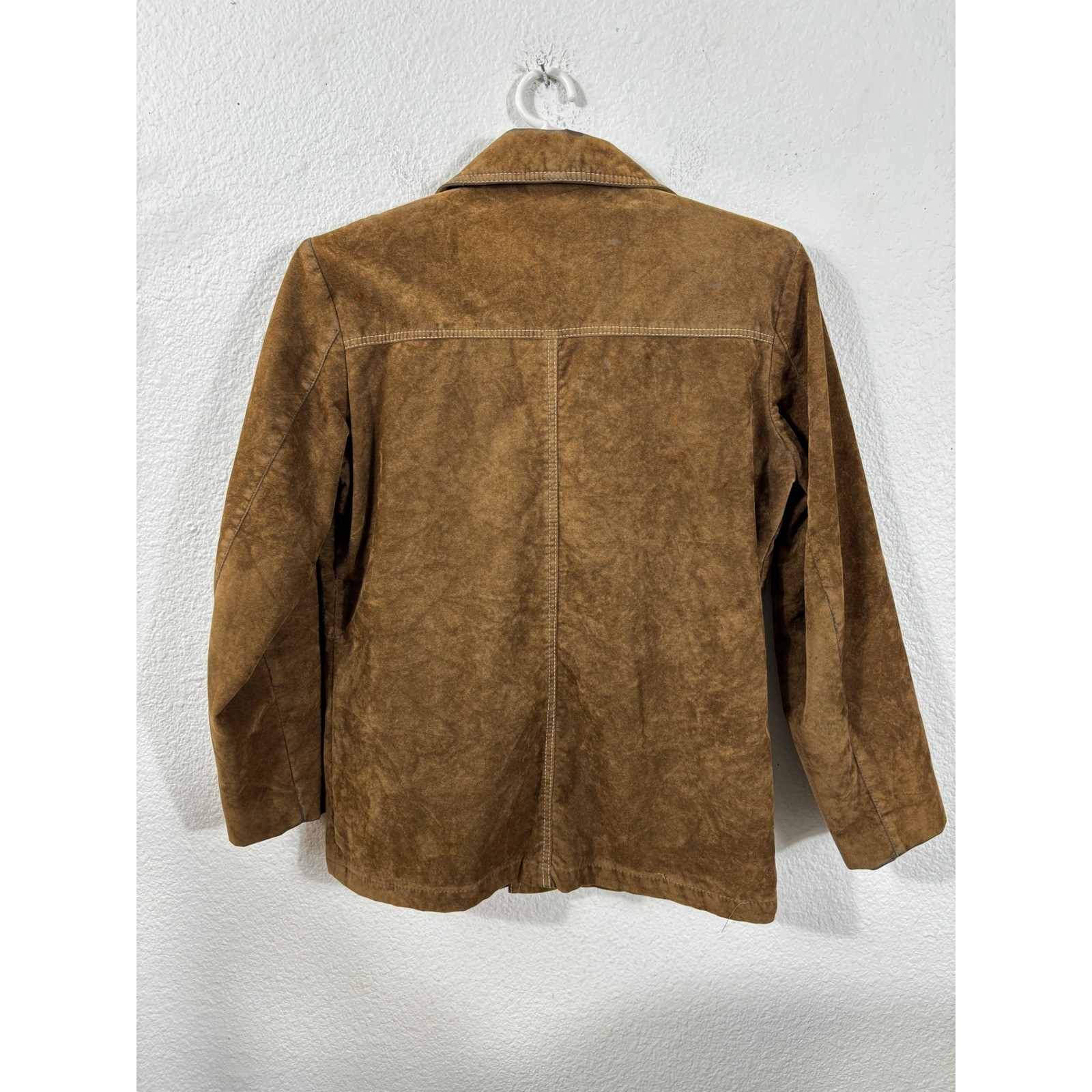 Milano Jacket Medium Brown Vintage 70s Suede Style Safari Utility