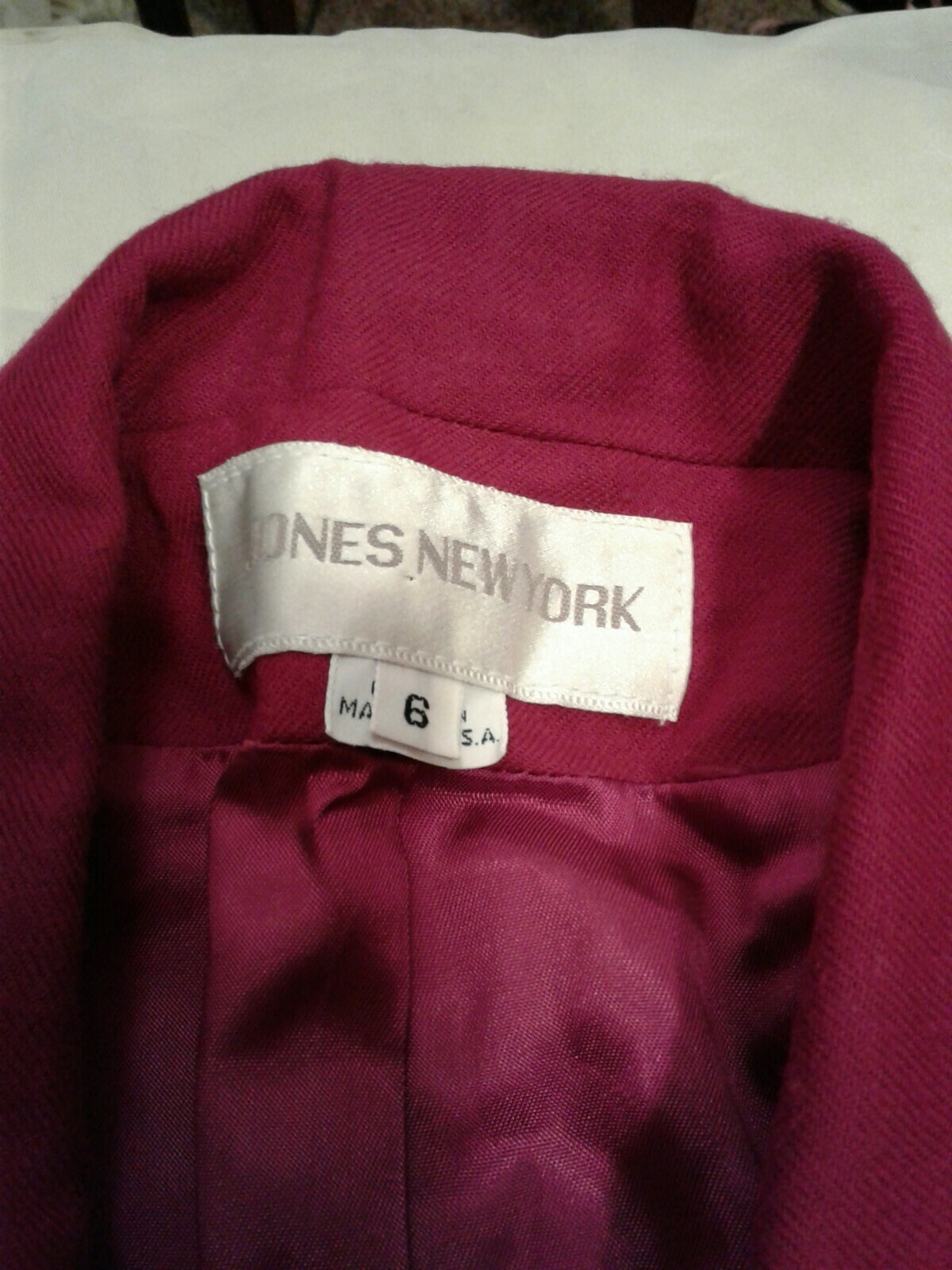 Vintage Jones New York Purple Fuschia 2pc Suit Blazer Skirt Size 6 (cb12)