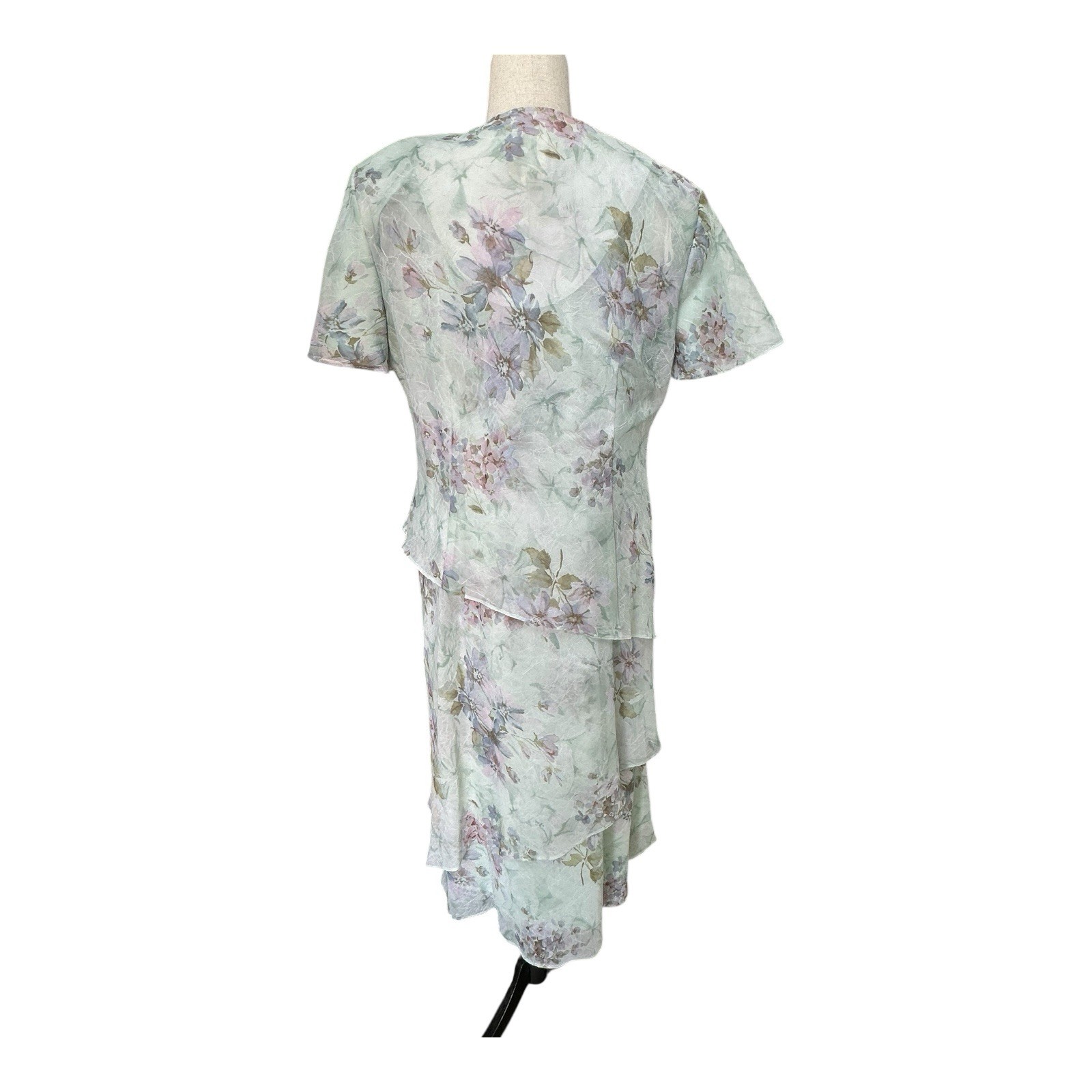 Vintage R&M Richards Mint Floral Chiffon Fairy Dress Set Sz 10 USA