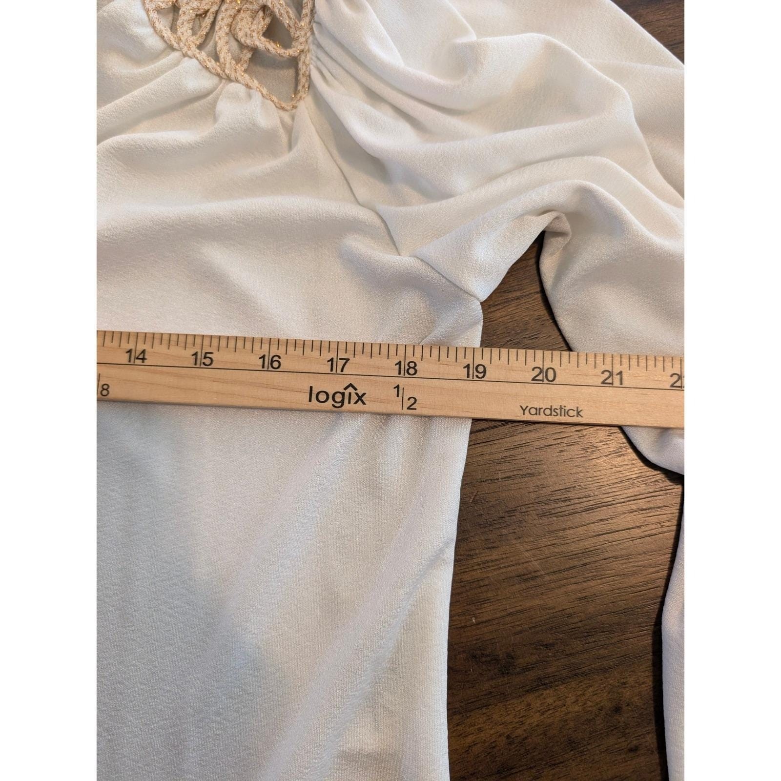 Vintage Jumpsuit Set Ivory White Cowl Neck Open Strappy Back Disco Glam Sz Small
