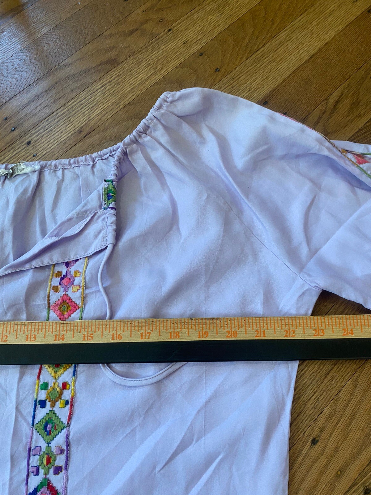 1960s Alice Stuart HIPPY BOHO Top.tunic.lavender,puff Sleeve medium.union Made