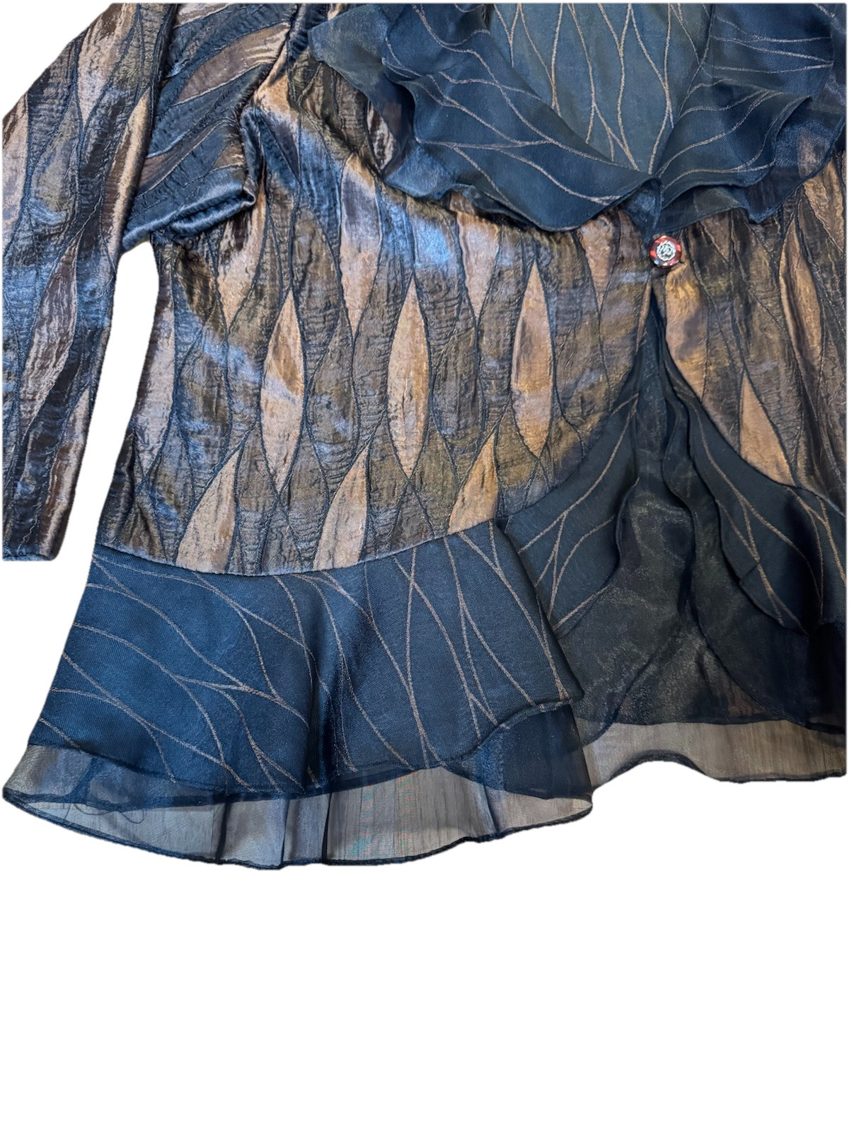 VTG Hosanna Design USA Set 2Pc Top & Skirt Women’s 3x Black Copper Brown Ruffles