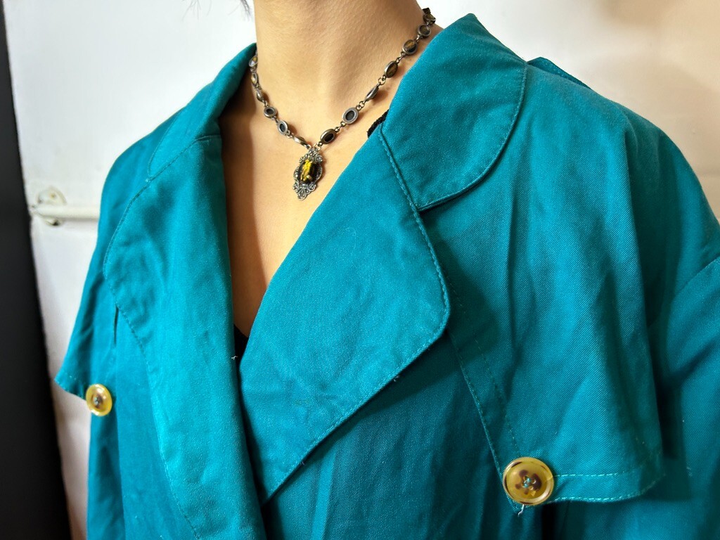 Vintage 1980s Spoiled Girls Australian Women’s Aqua Blue Trench Coat AU 8