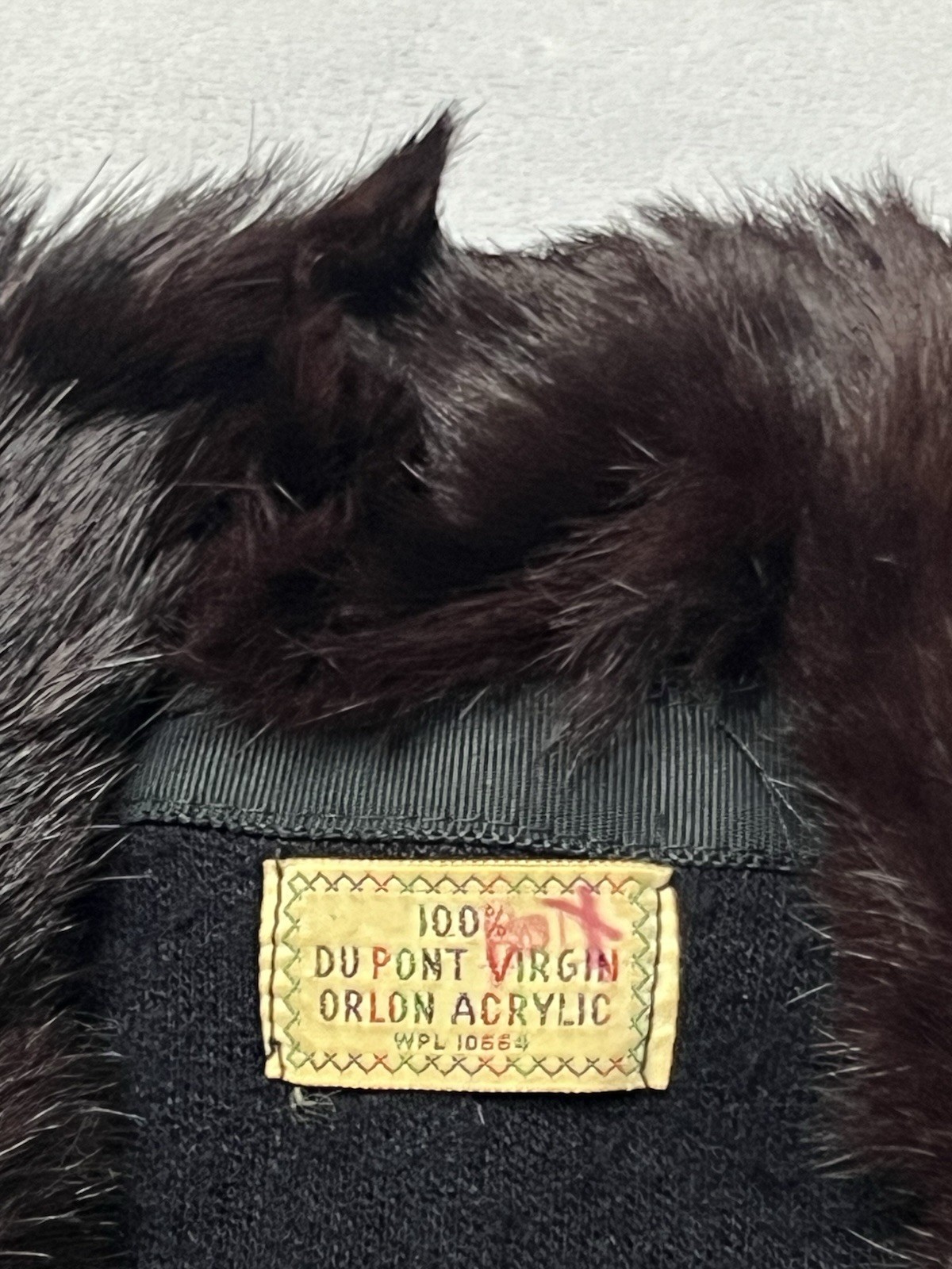 Vtg 50’s Du Pont Orlon Black Cardigan REAL MINK FUR Shawl Collar Sweater S/M