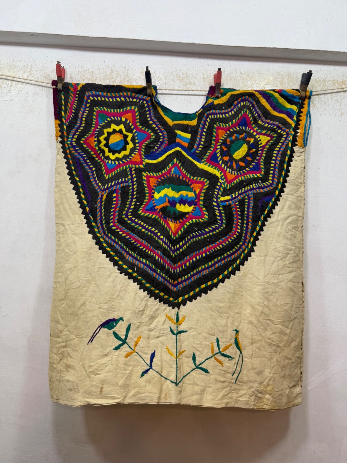 Vintage Beautiful Hand Embroidered Gautemalan San Mateo Huipil 75×72 Cm