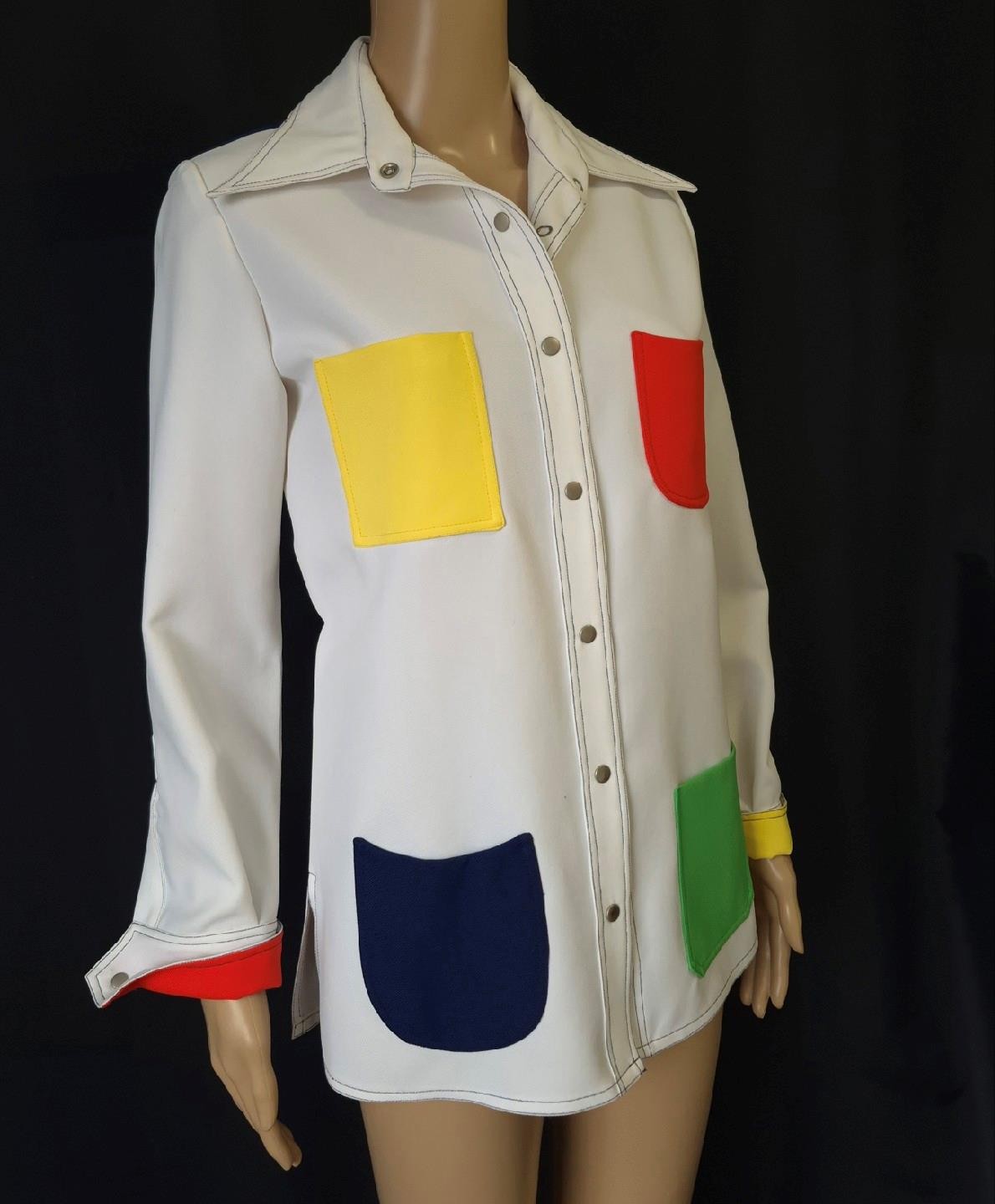 COLOUR BLOCK BOHO King James California Vintage 1970s Snap Front SHIRT JACKET