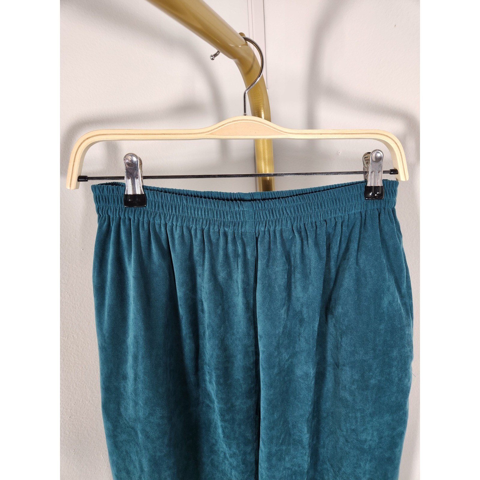 Vintage Erin London Womens Suede Look Hunter Green Pants Size Medium