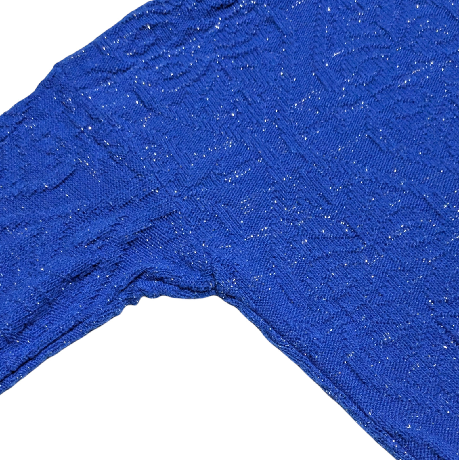 Vintage Women’s M Knit Sweater Top Blue Silver Metallic Retro Preppy Glam 1980s