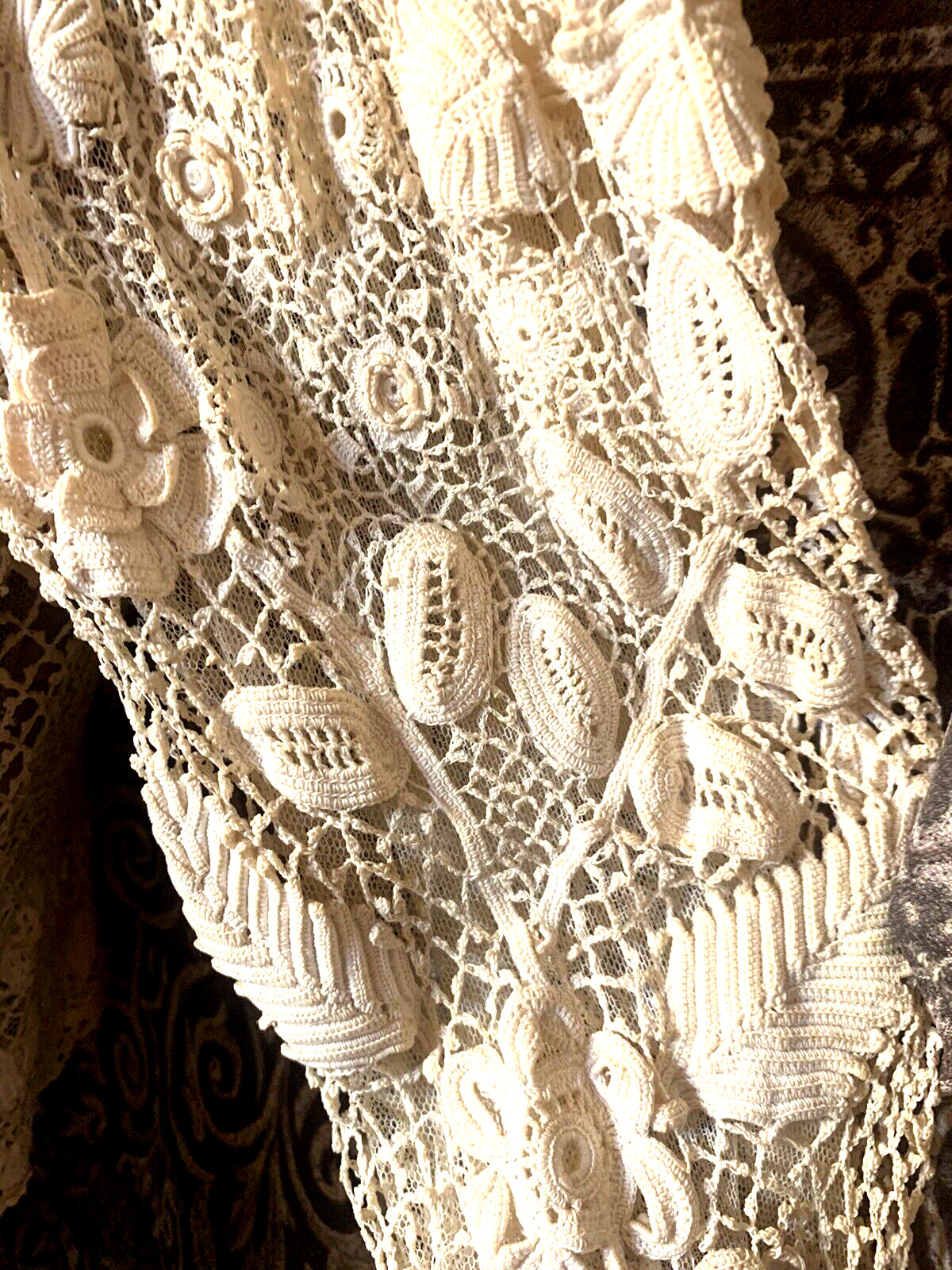 Antique Edwardian Irish Crochet Lace Blouse With High Collar Collectable