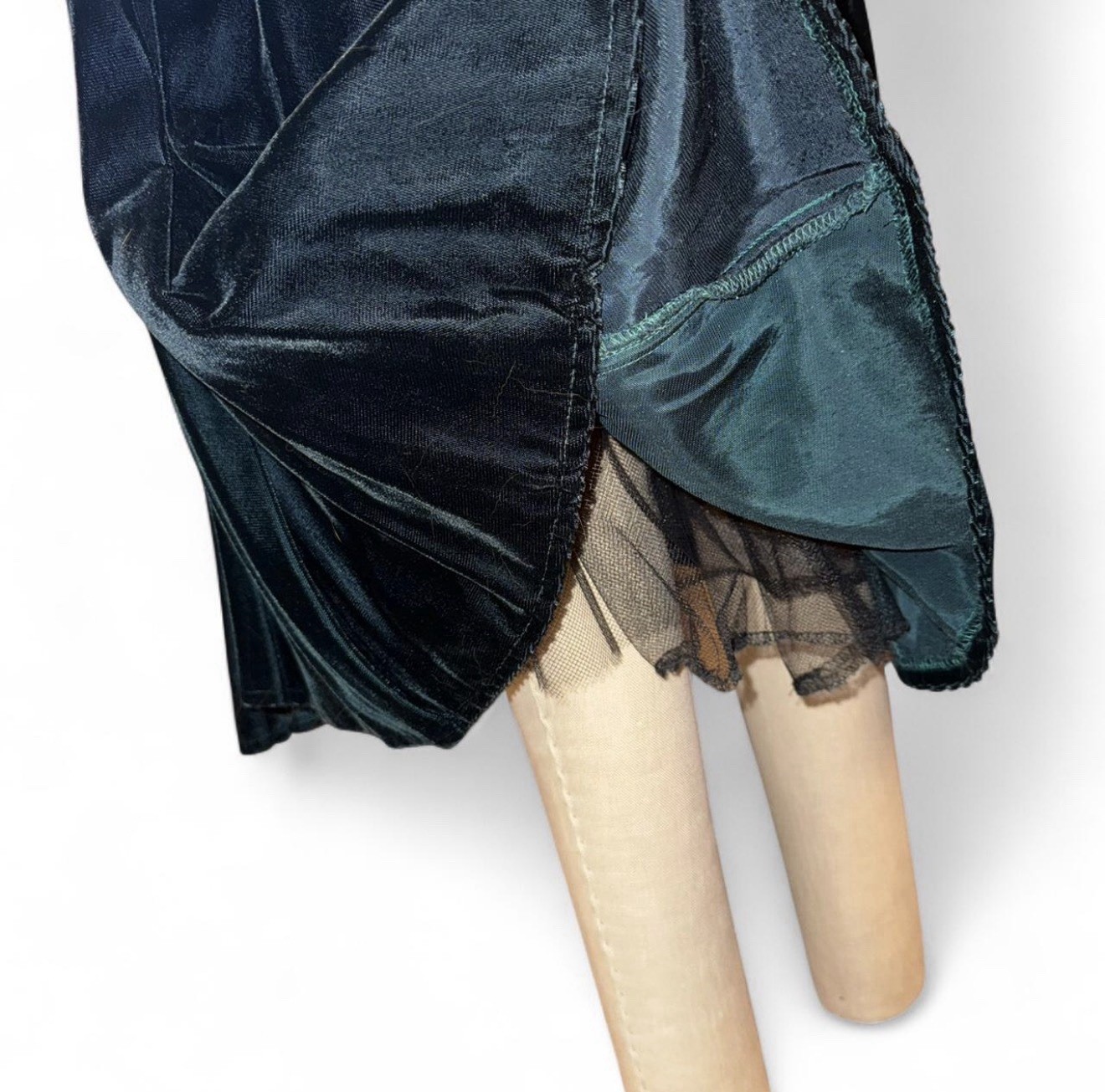 Vintage 80’s Velvet Formal Dress *Seamstress Special* Dark Green Off Shoulder