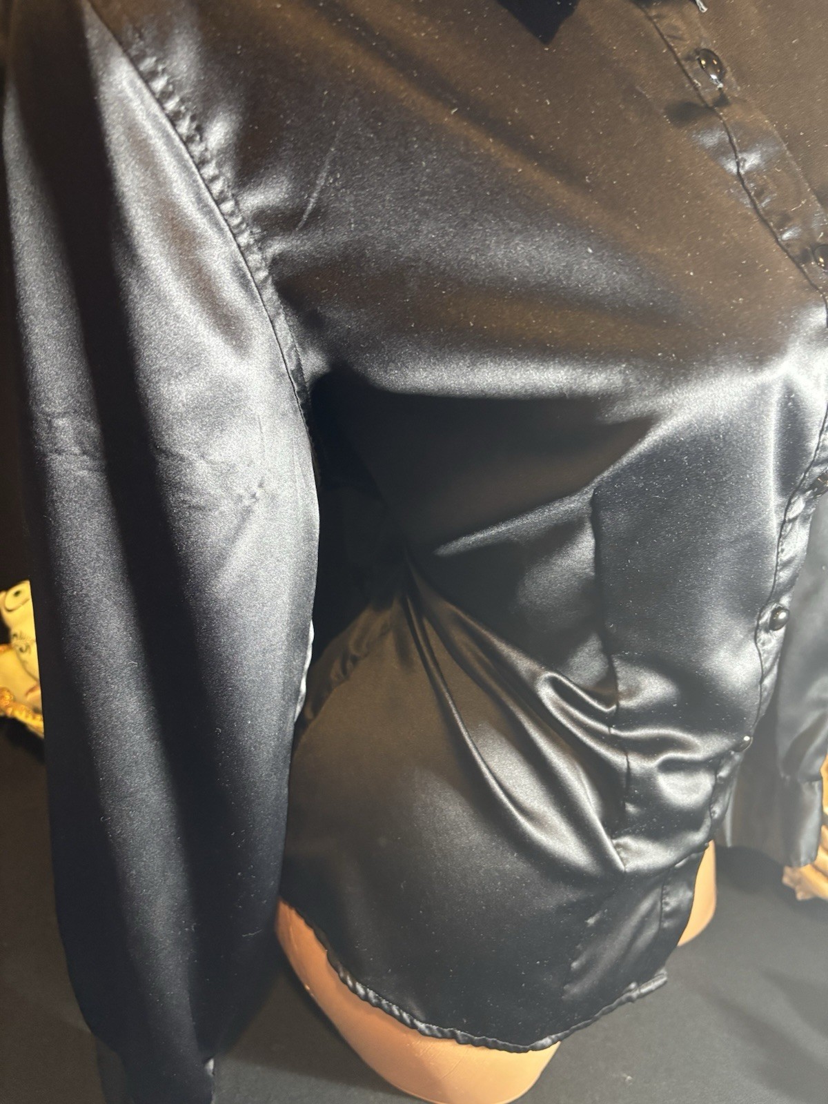 Satin Shiny CUFFS Shirt Notch Collar OFFICE BUTTON UP BLOUSE 12