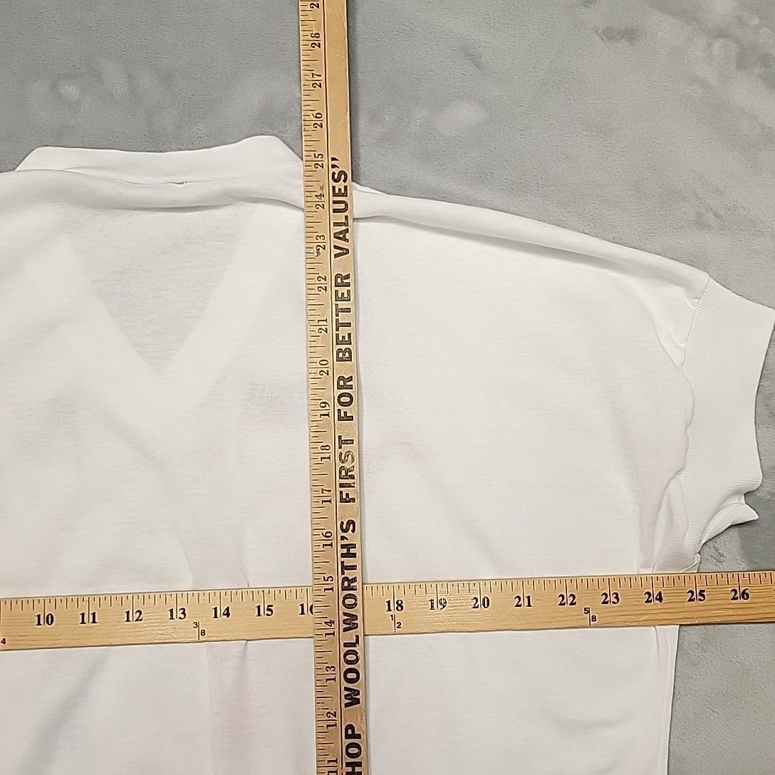 Vintage Sailor Shirt Women XL White Nautical Graphic Oversized V-Neck Retro