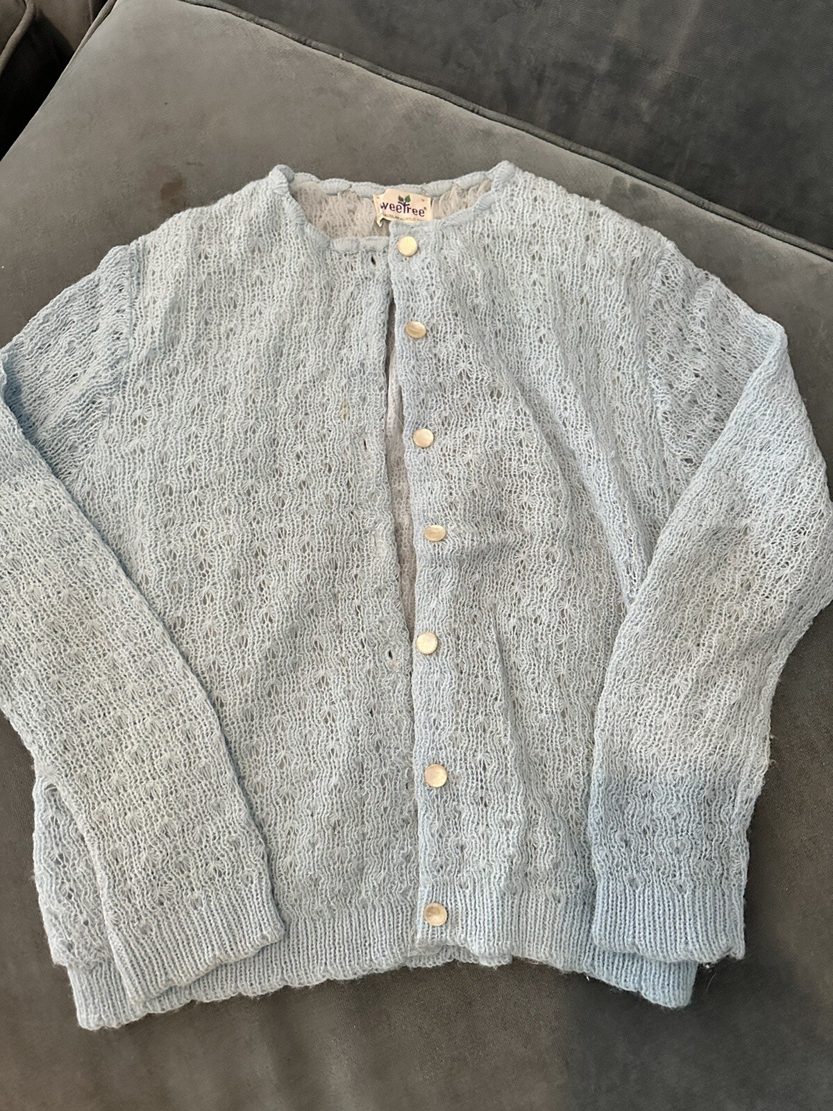 Vintage SweeTree Original Crochet Cardigan sweater Medium Lined 50s 60s