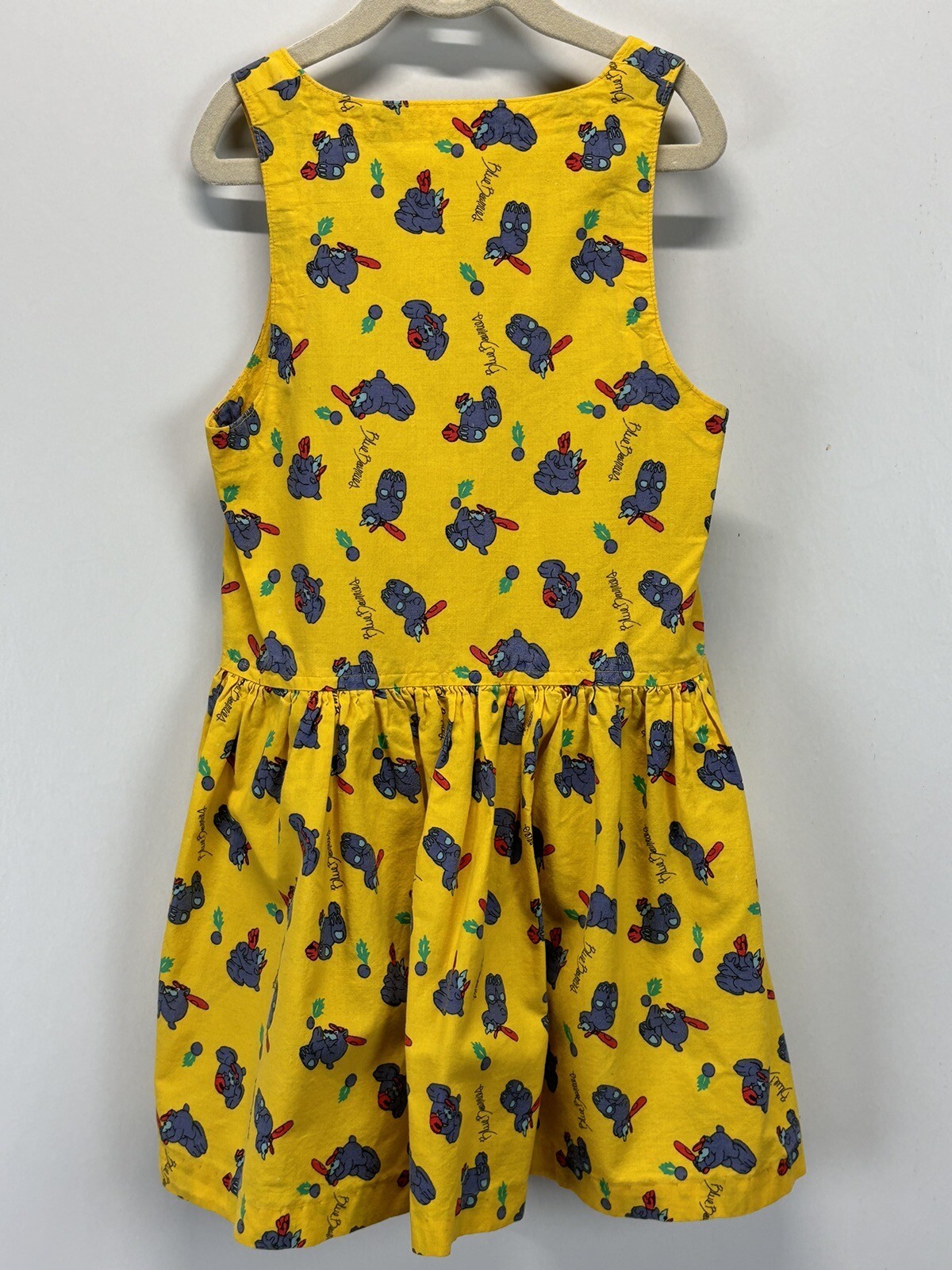 Vtg Hand Made Dress 80’s Pullover Jumper Style Blue Bearries Fabric