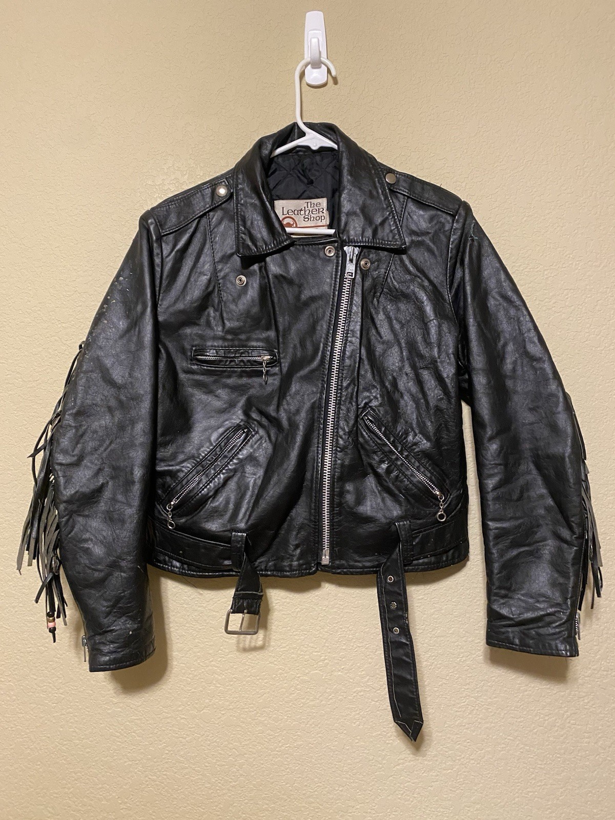 Vintage 80s Sears The Leather Shop Jacket Womens Size 14 Moto Biker READ