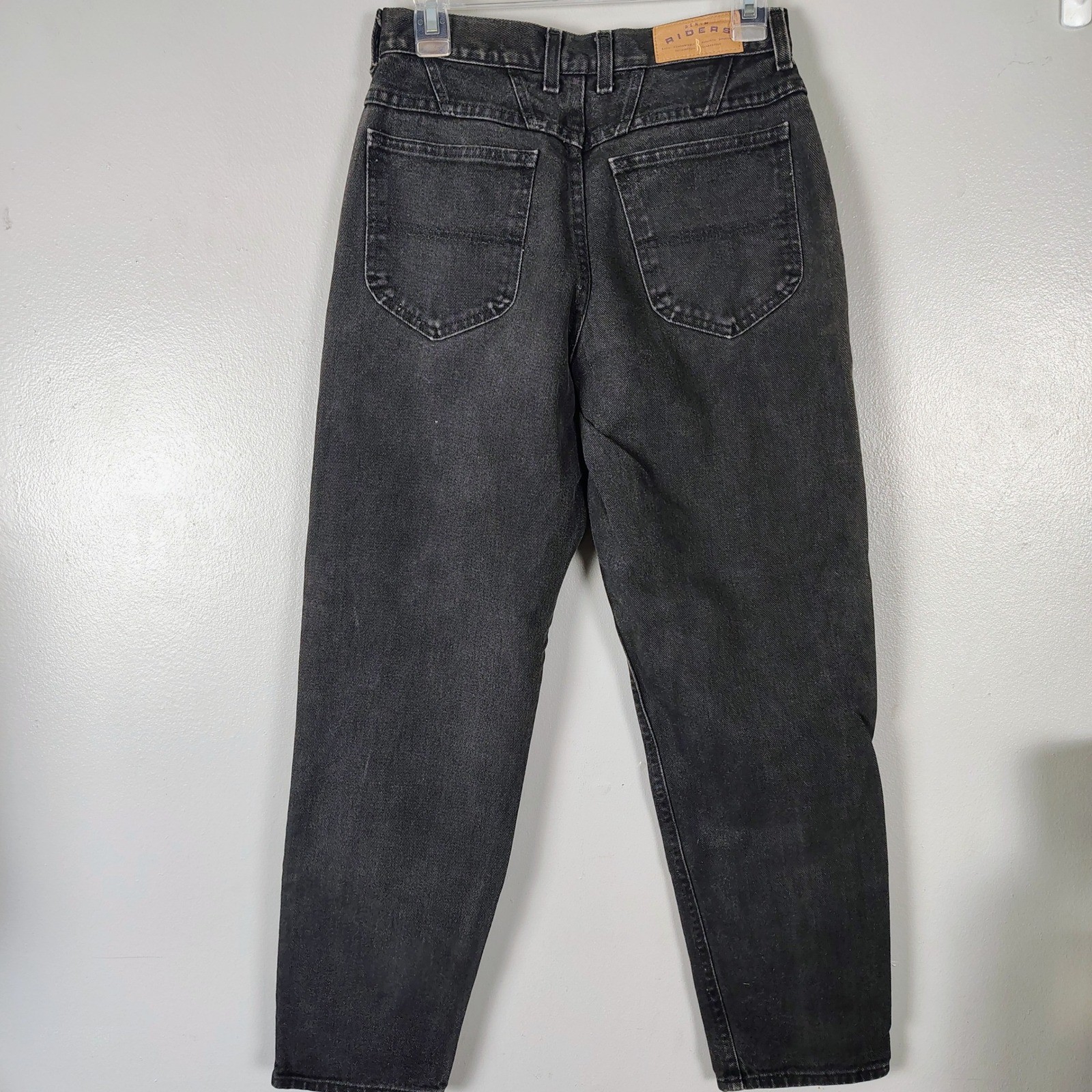Vintage Riders by Lee High Waisted Mom Jeans Faded Black Tapered Leg 8P Dark emo