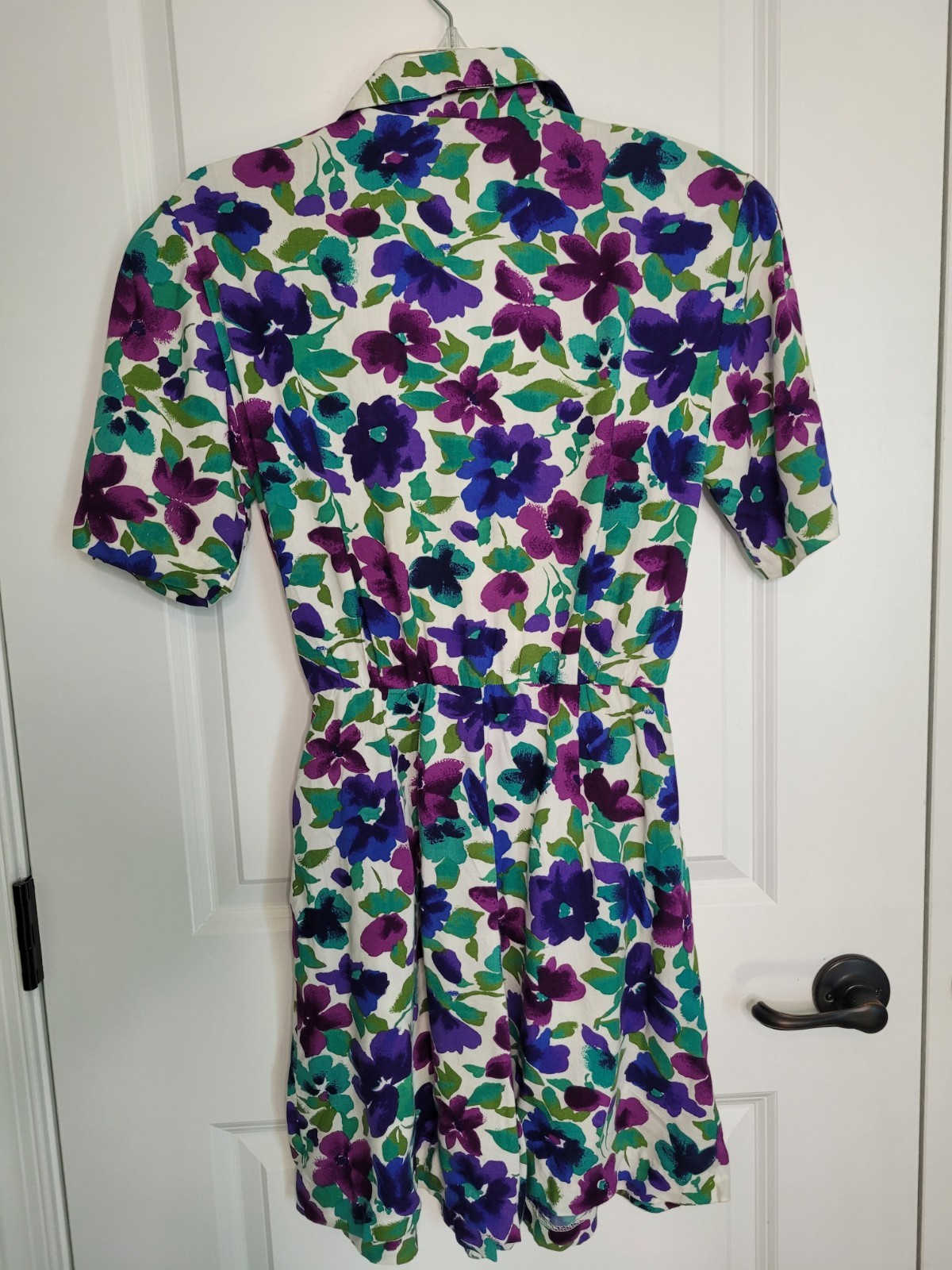CRAZY 4U Vintage Tuxedo Romper Wrap 90s Floral Pansies Multicolor Rayon Size S