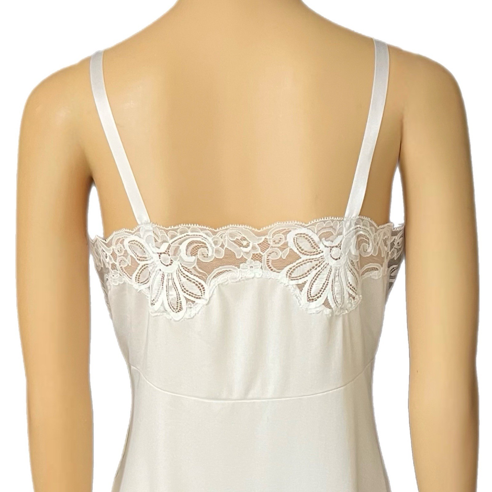 Vintage Shadowline Lingerie Dress Womans 70s Intimate Ivory Lace Slip – 34