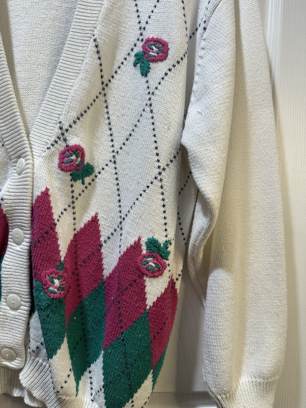 Vintage Bleyle Cotton Blend Knit Cardigan Sweater Cottagecore Medium