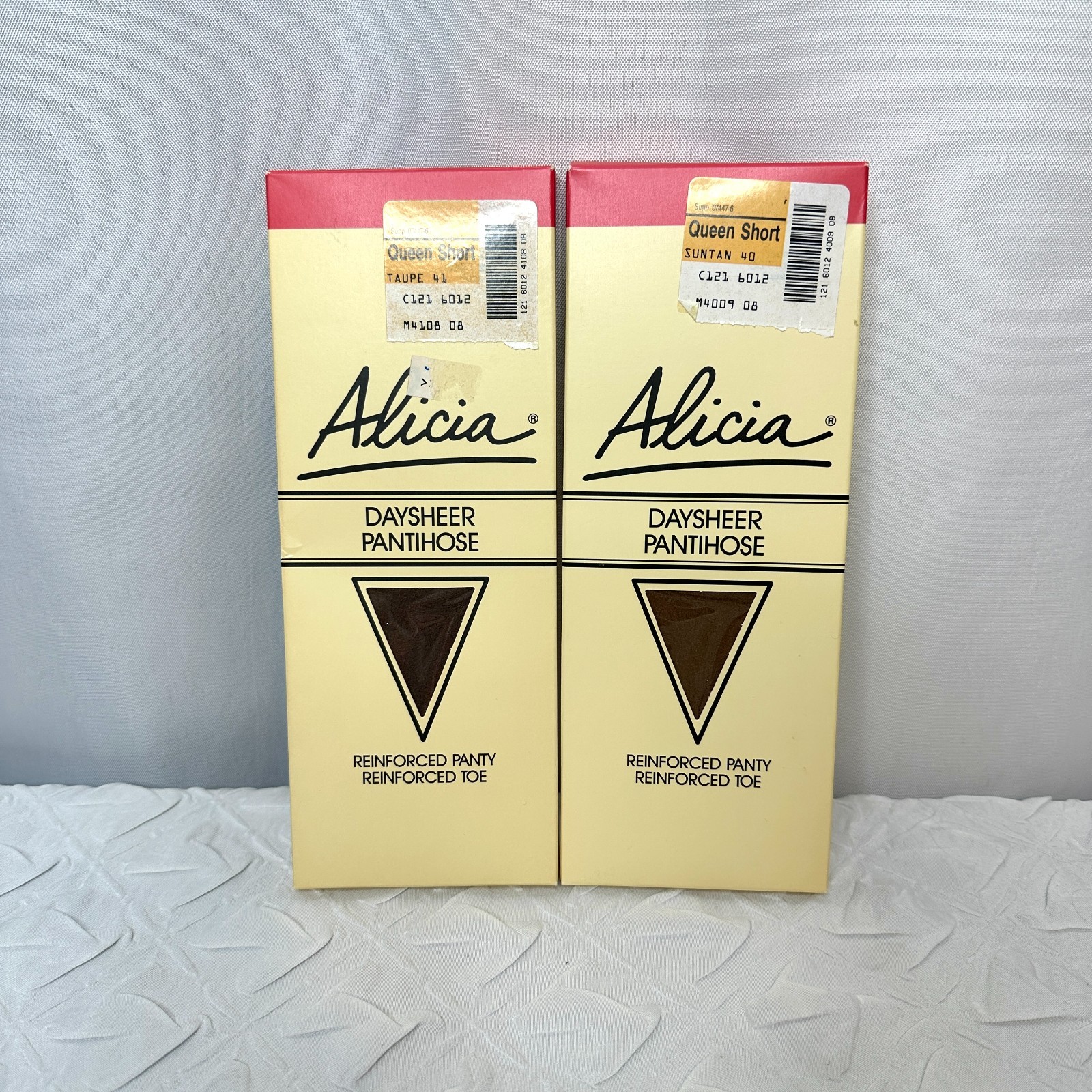 Vintage Alicia Daysheer Pantyhose Lot of 2, Queen Short Reinforced Panty and Toe