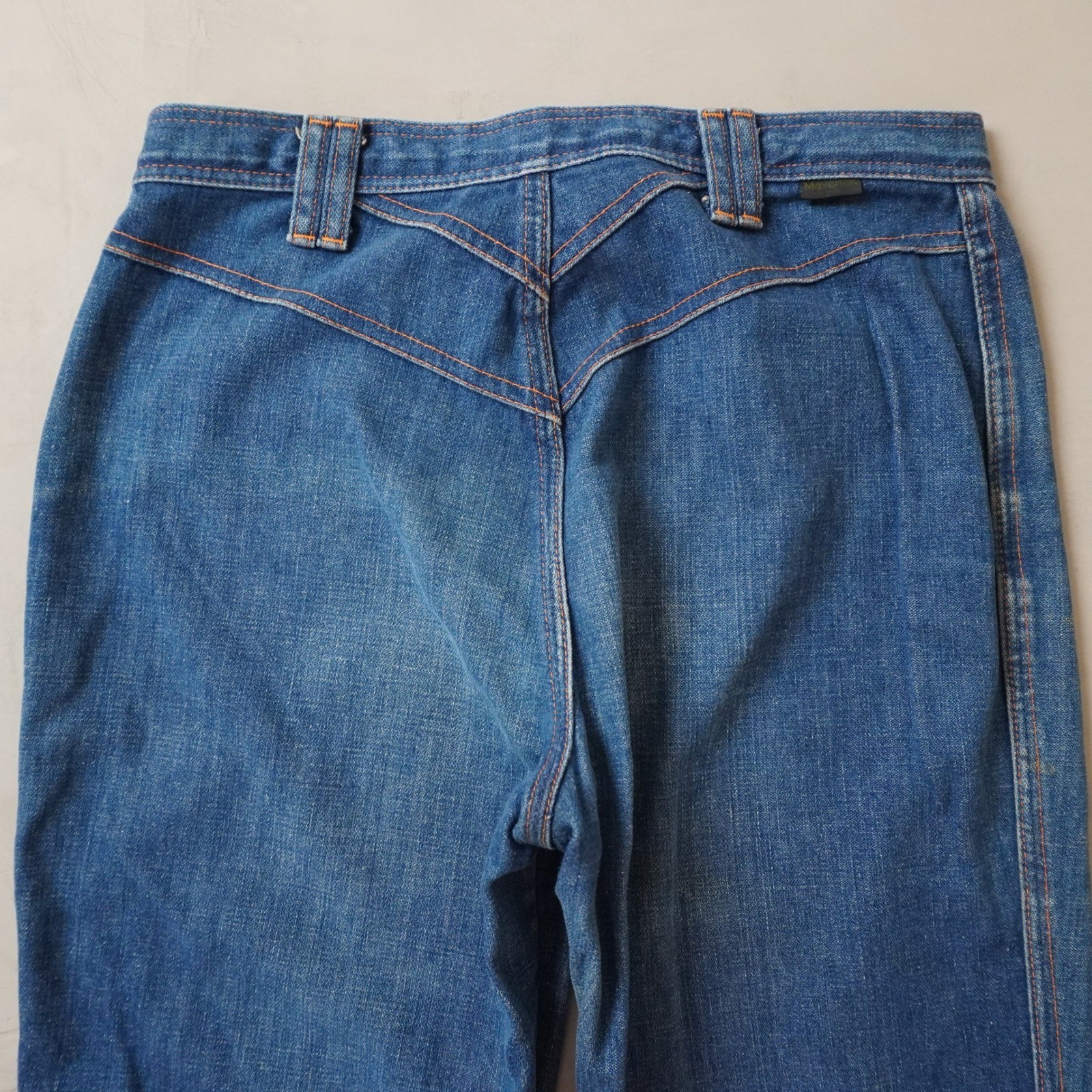 Vintage Maverick High Rise Flare Jeans Blue Western Yoke Made in USA 13/14 30×31