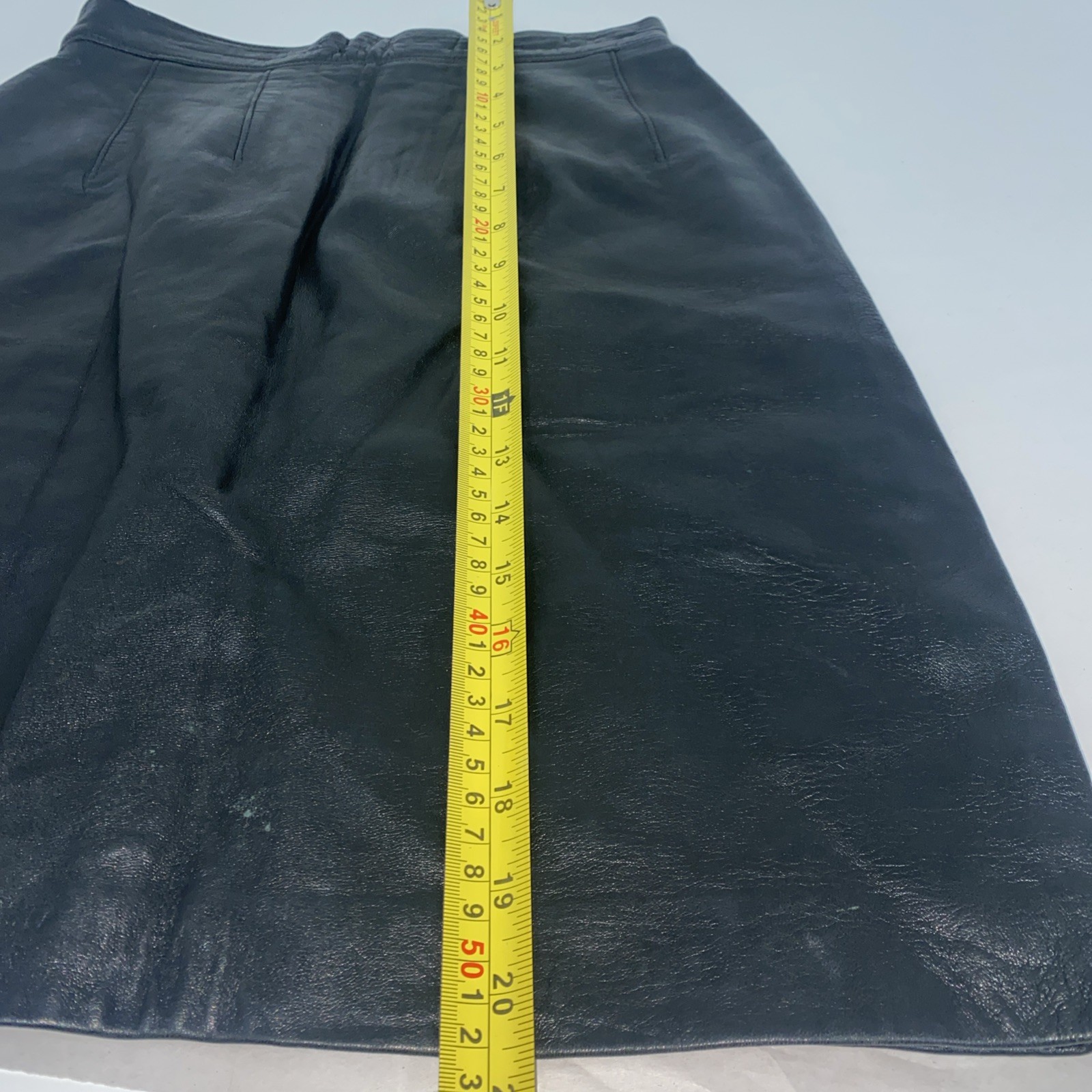 Maxima For Tannery West Vintage Black Leather High Waist Skirt 90s Size 6