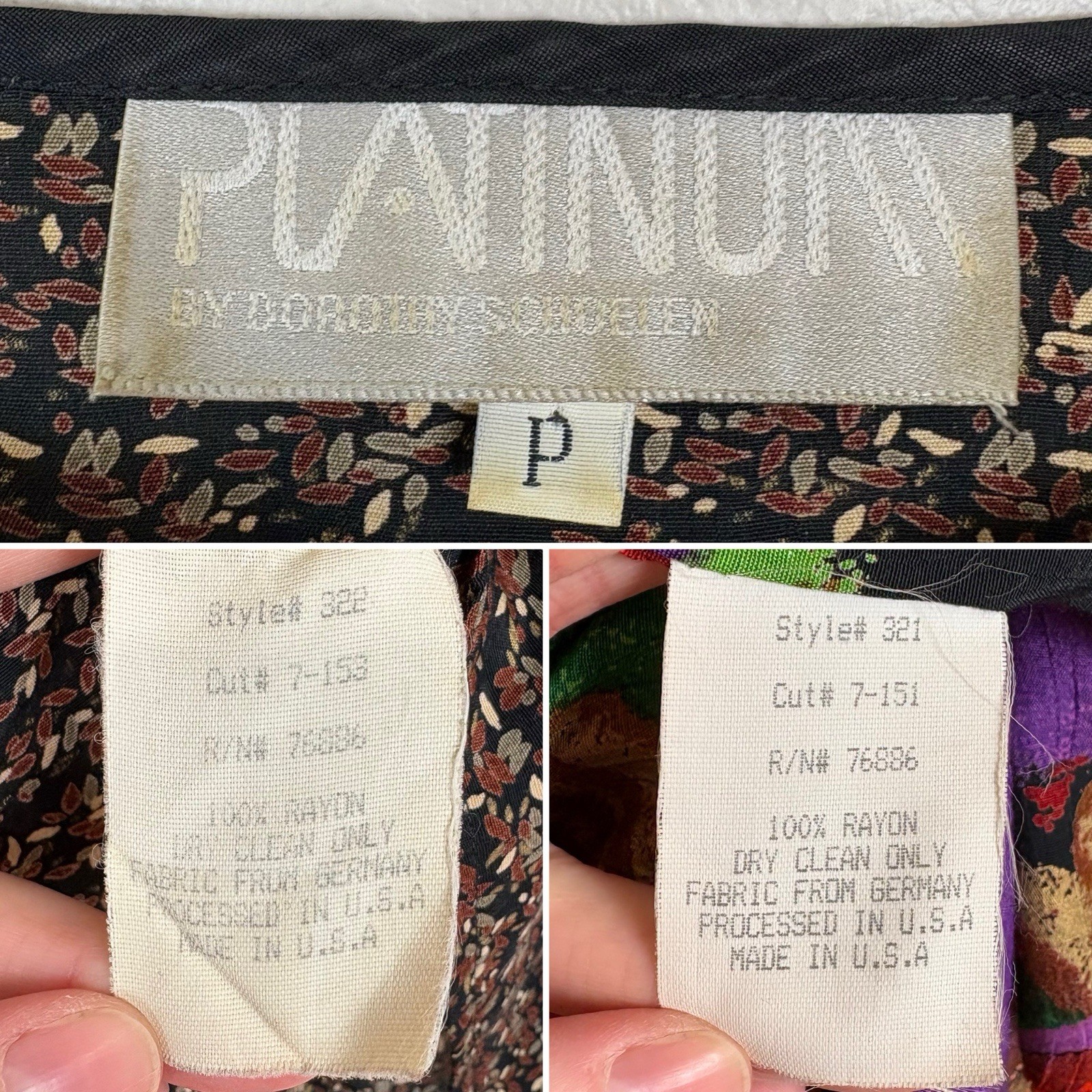 Dorothy Schoelen Platinum Vintage Jacket & Blouse Size P(Small) Abstract Print
