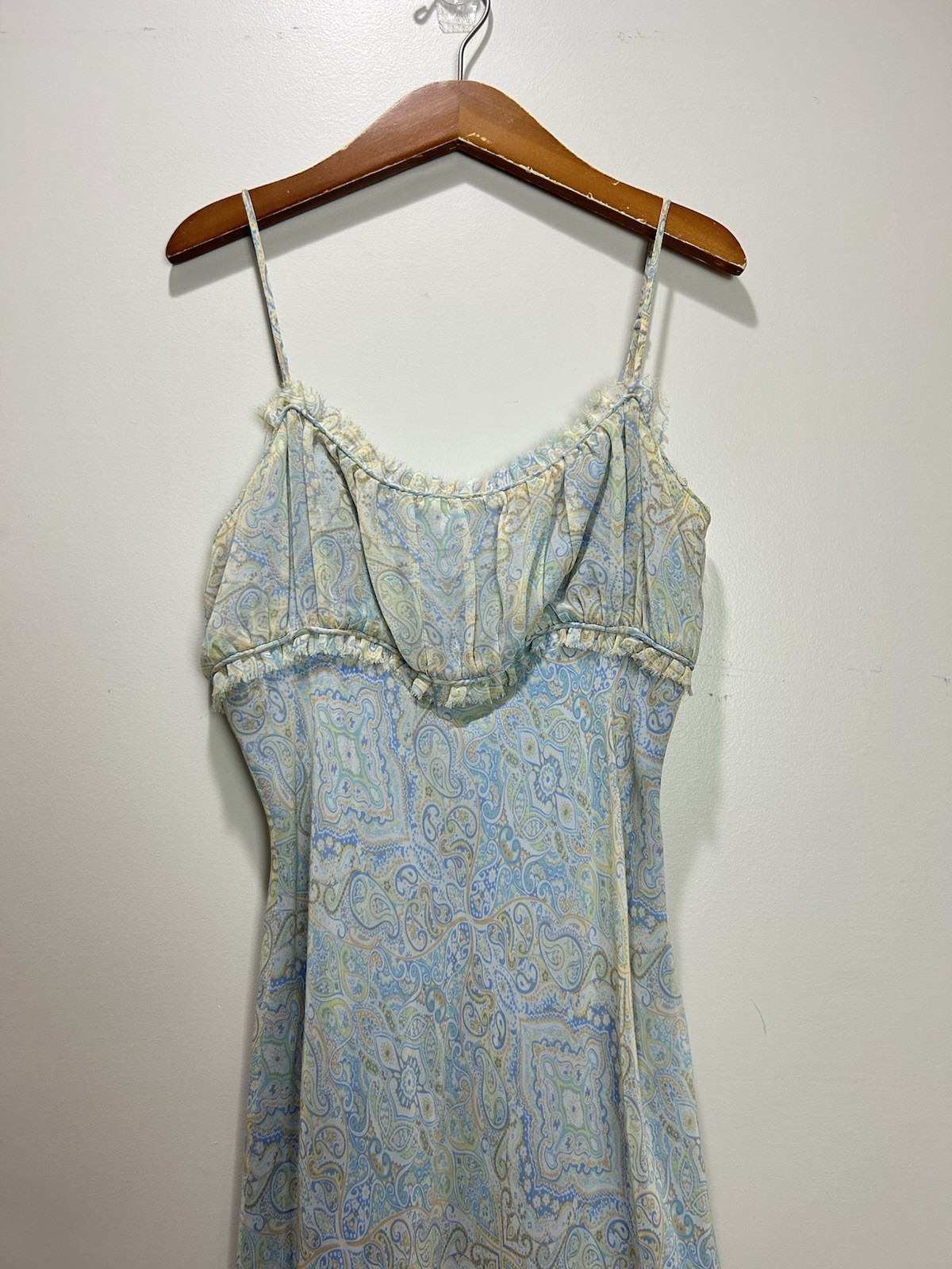 Vintage Express Paisley Milkmaid 100% Silk Dress Size 11/12 Y2K Fairy