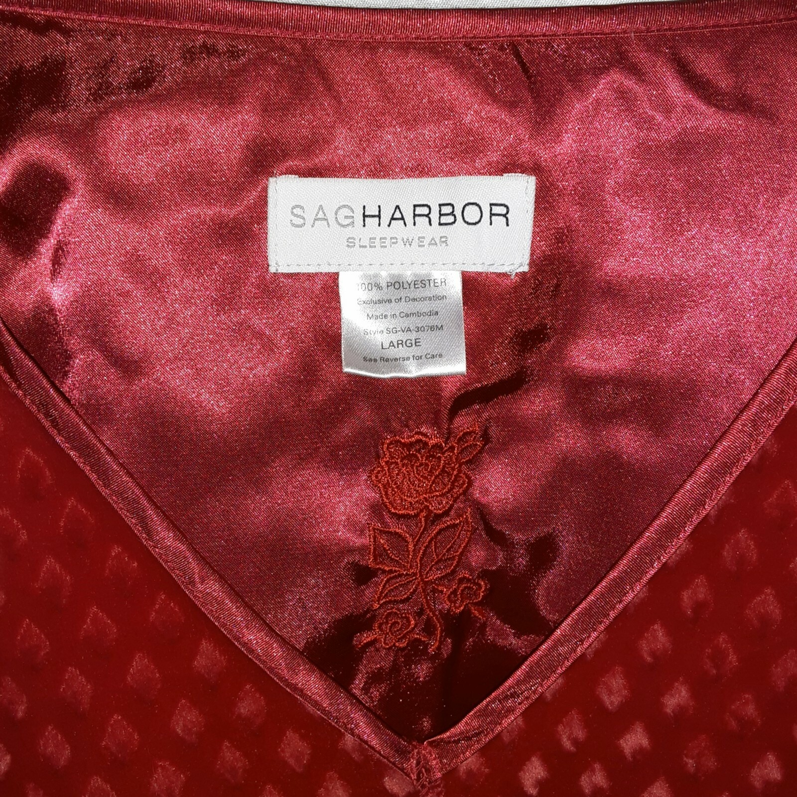 Vtg Sag Harbor Raised Diamond Crushed Velvet w/Charmeuse Satin Trim PJ Set LG