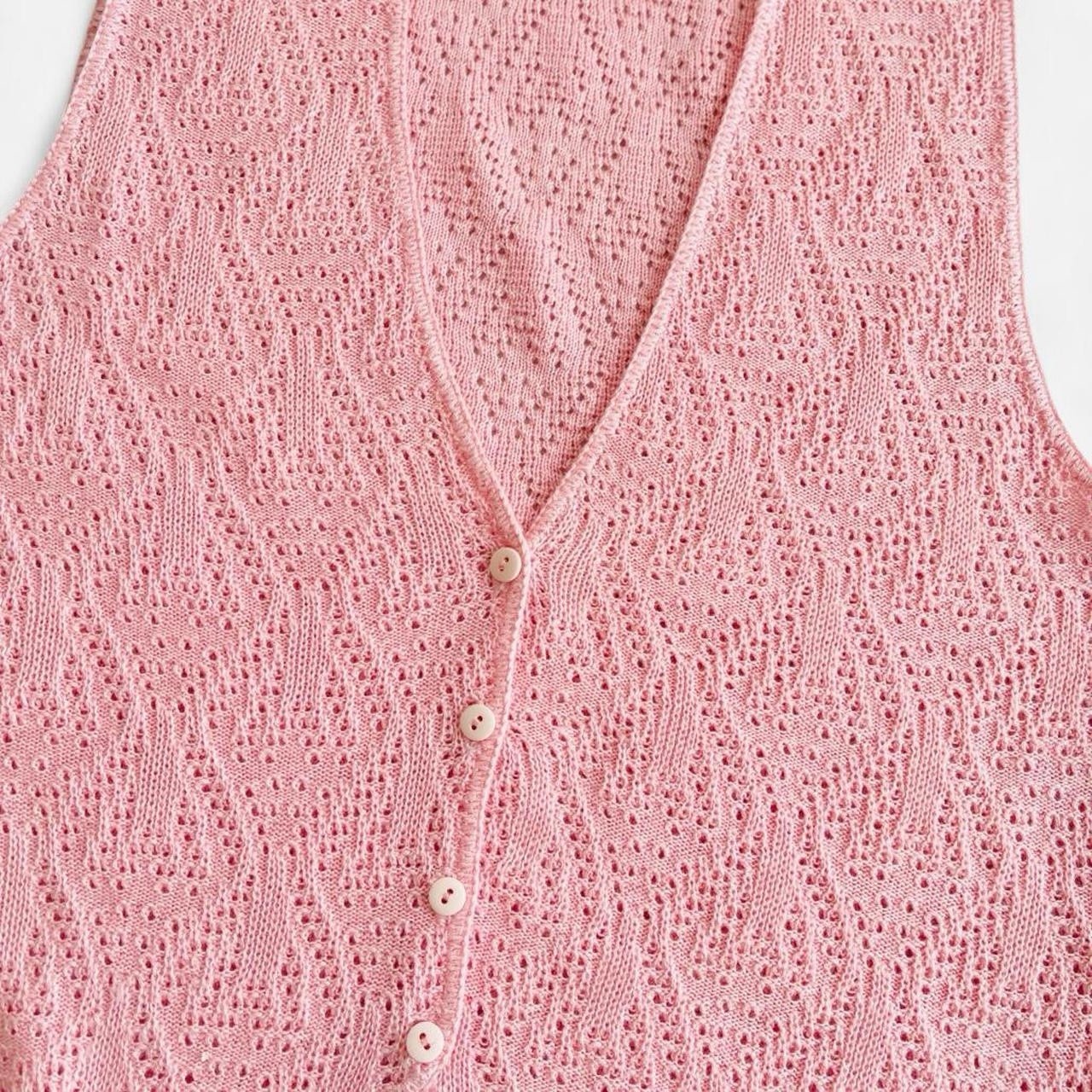 Vintage Kenneth Too Pastel Pink Knit Vest M Granny Cottagecore Knitwear