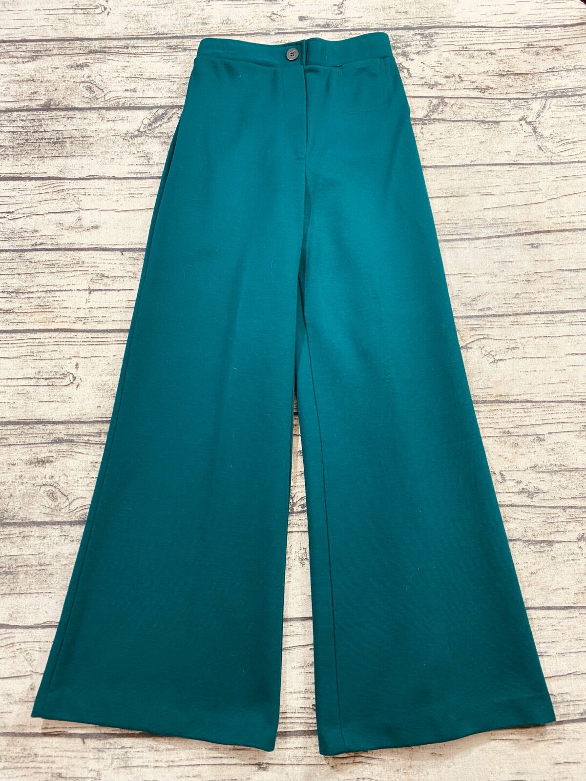Vtg 70s Womens Size 5/6 Hippy Flare Boho Bell Bottom Pants Wide Leg Turquoise